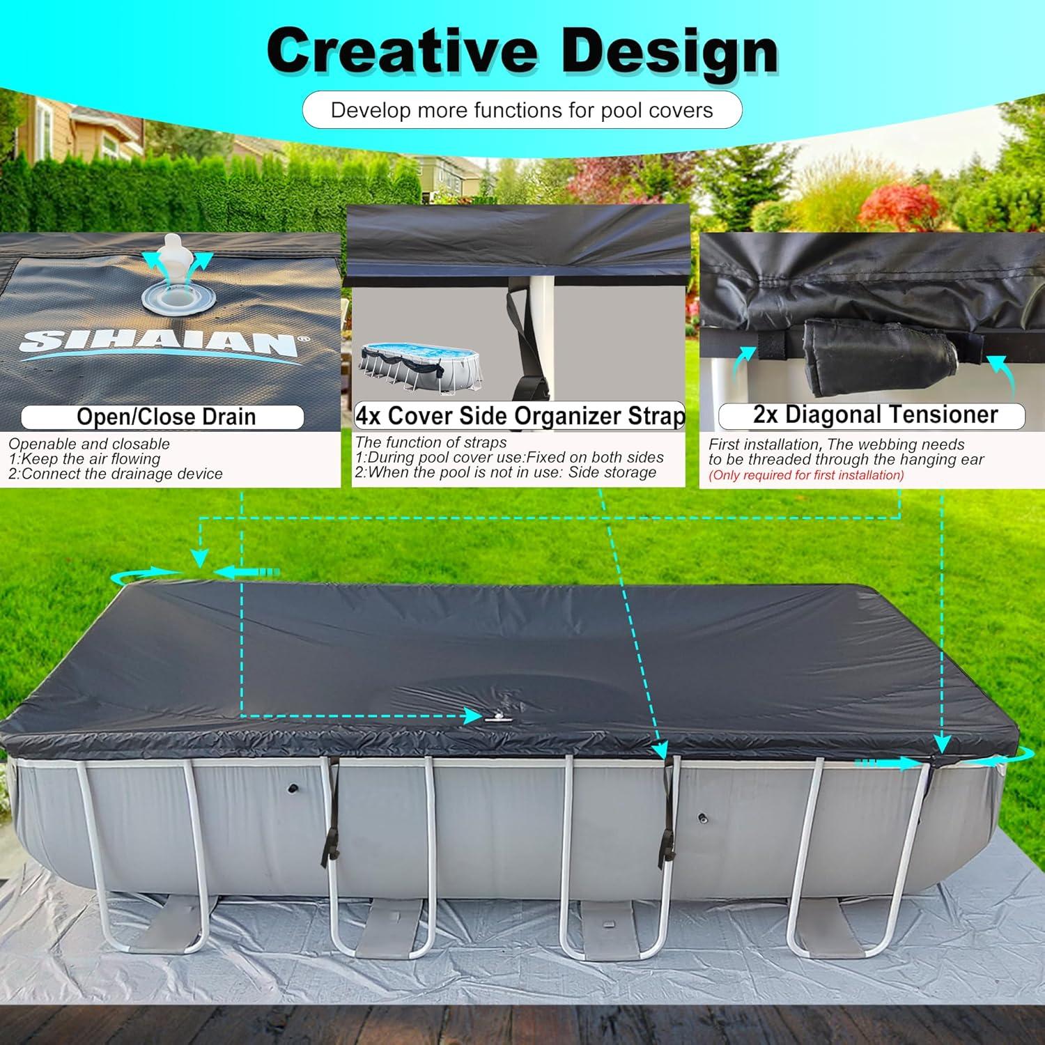 Cubierta de Piscina SIHAIAN 2.74x5.49m Rectangular Resistente UV