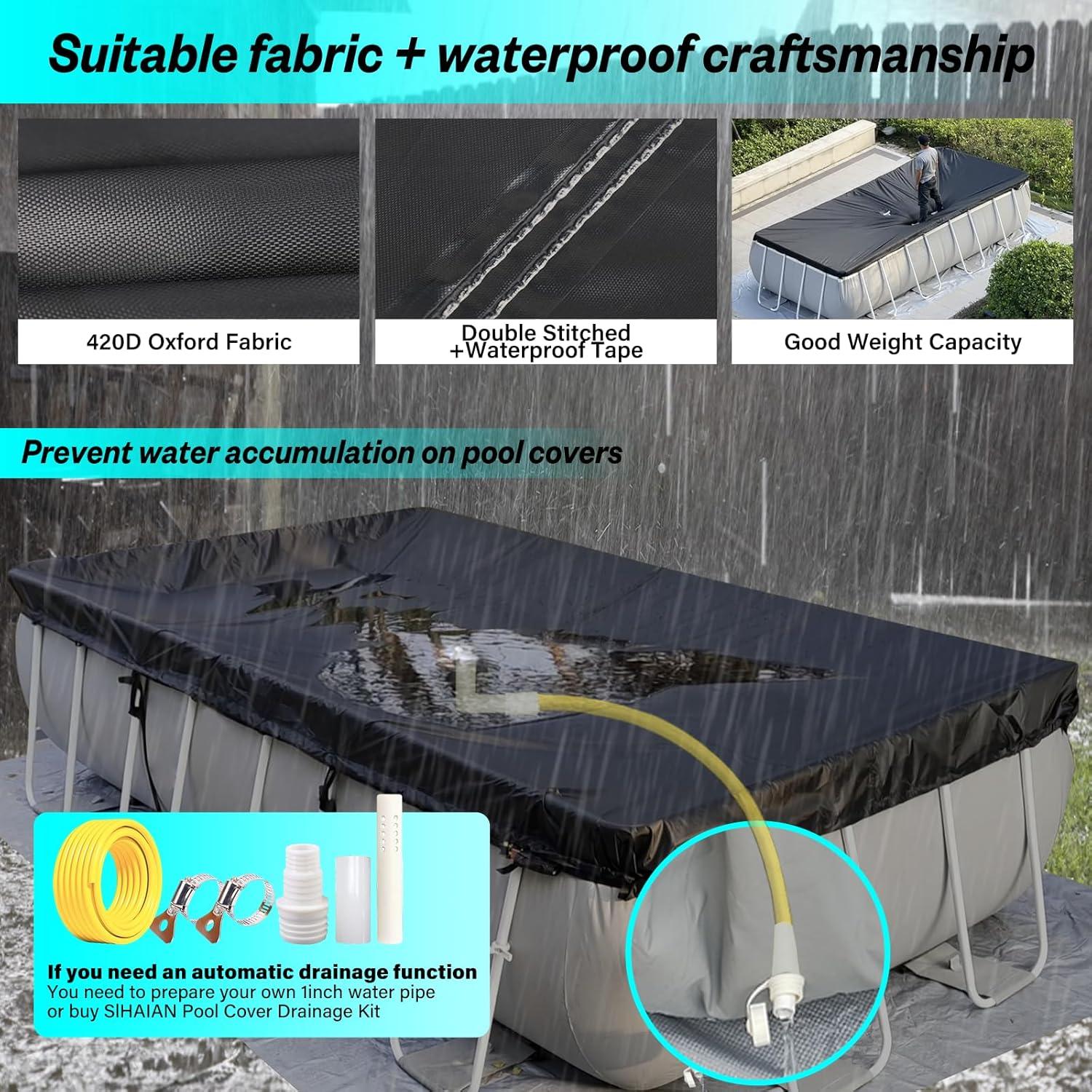 Cubierta de Piscina SIHAIAN 2.74x5.49m Rectangular Resistente UV