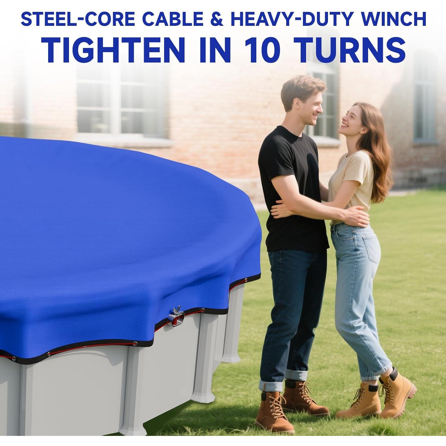 Cubierta de piscina redonda JTW 18 pies (5.49 m) azul 500D