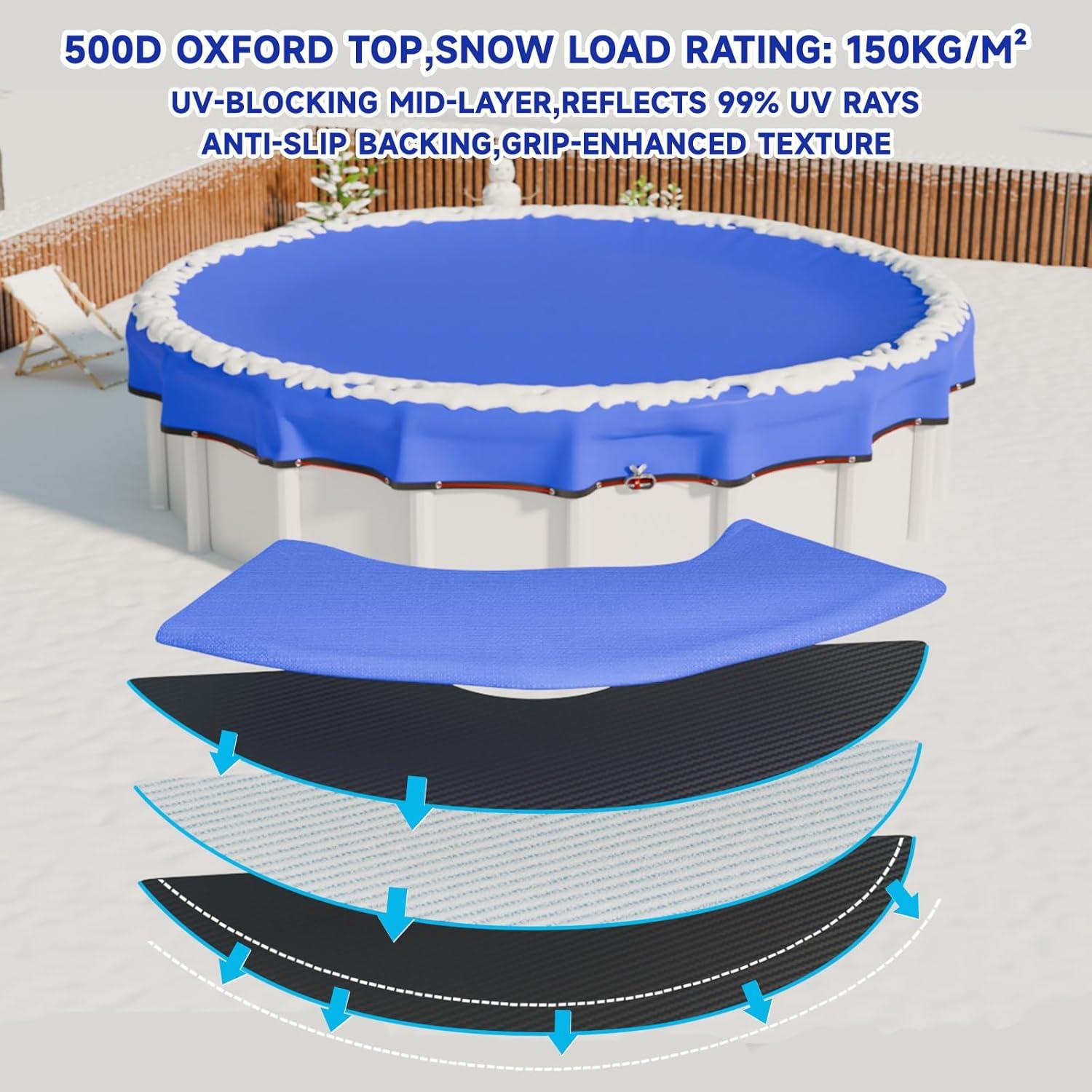 Cubierta de piscina redonda JTW 18 pies (5.49 m) azul 500D