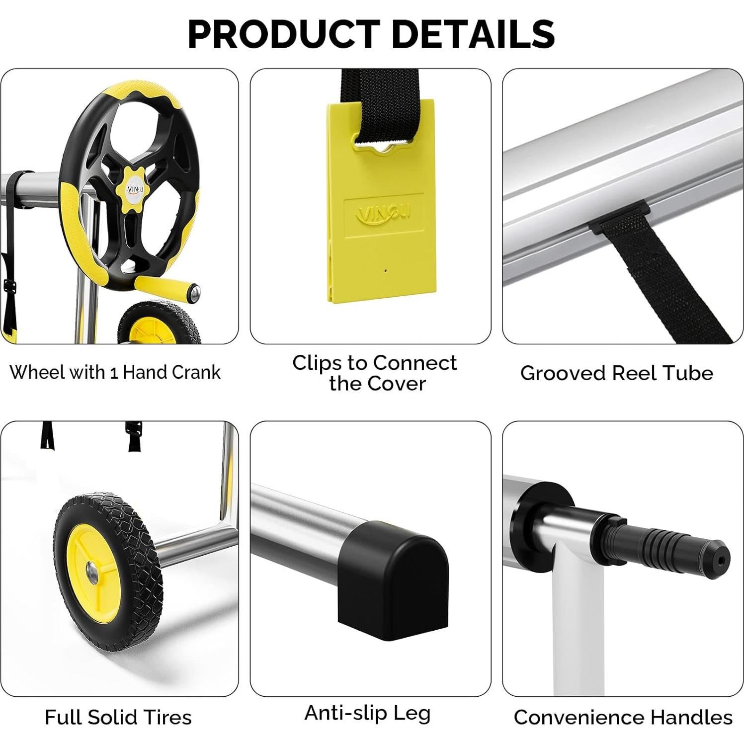 Carrete de Cubierta de Piscina VINGLI 6.4m Aluminio Resistente