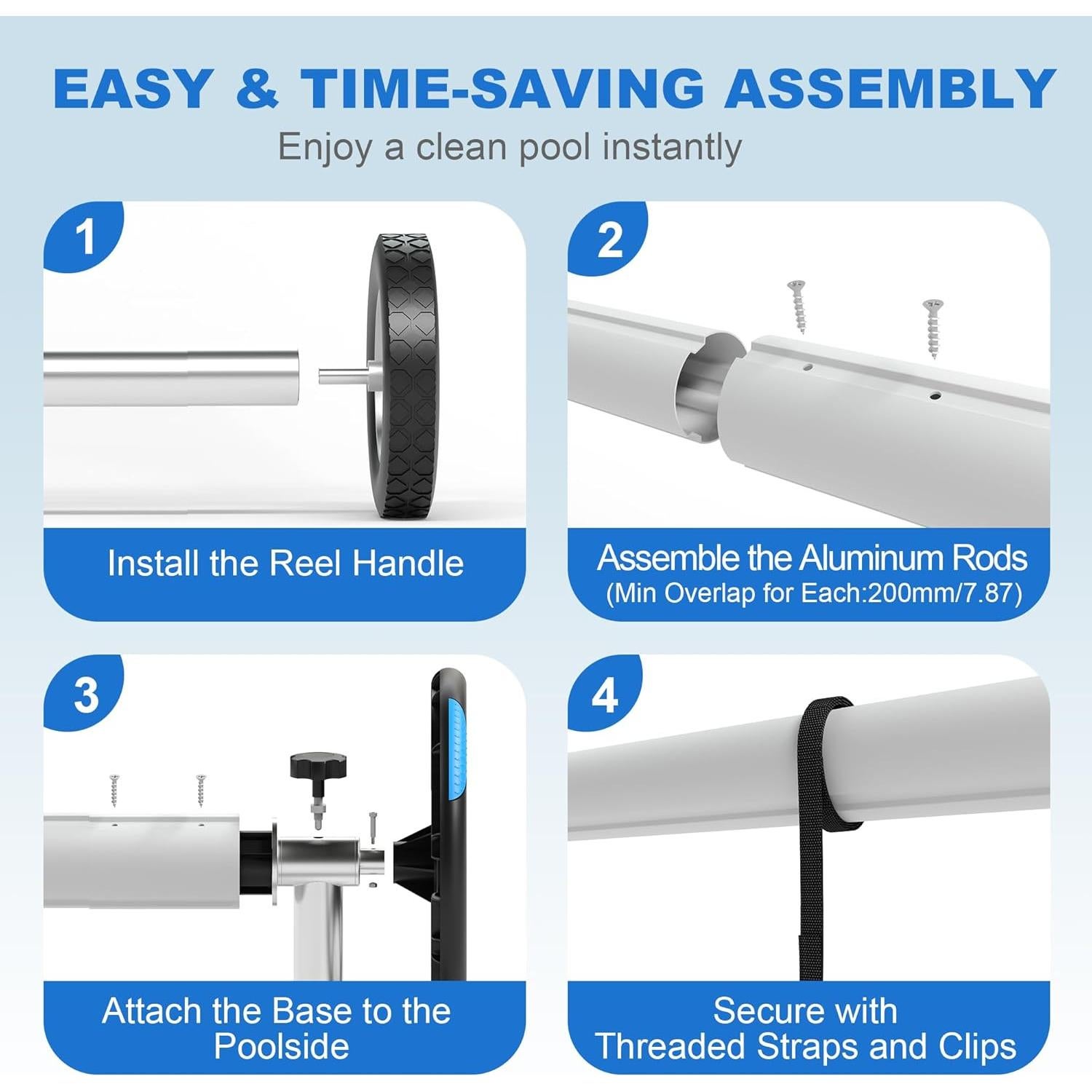 Carrete de Cubierta Solar GarveeLife 4.27 m Aluminio Resistente