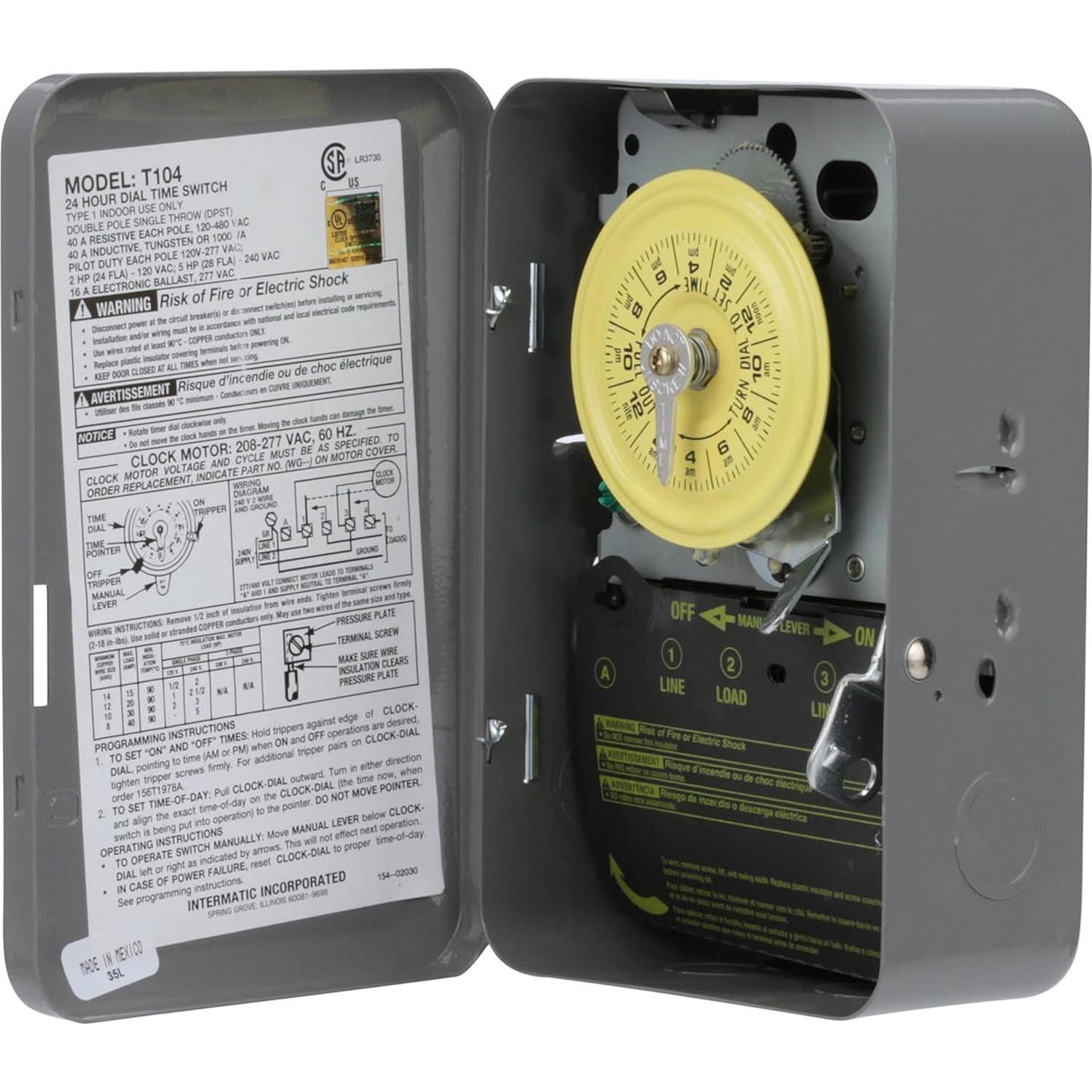 Interruptor Temporizador Mecánico Intermatic T104 40A 24h