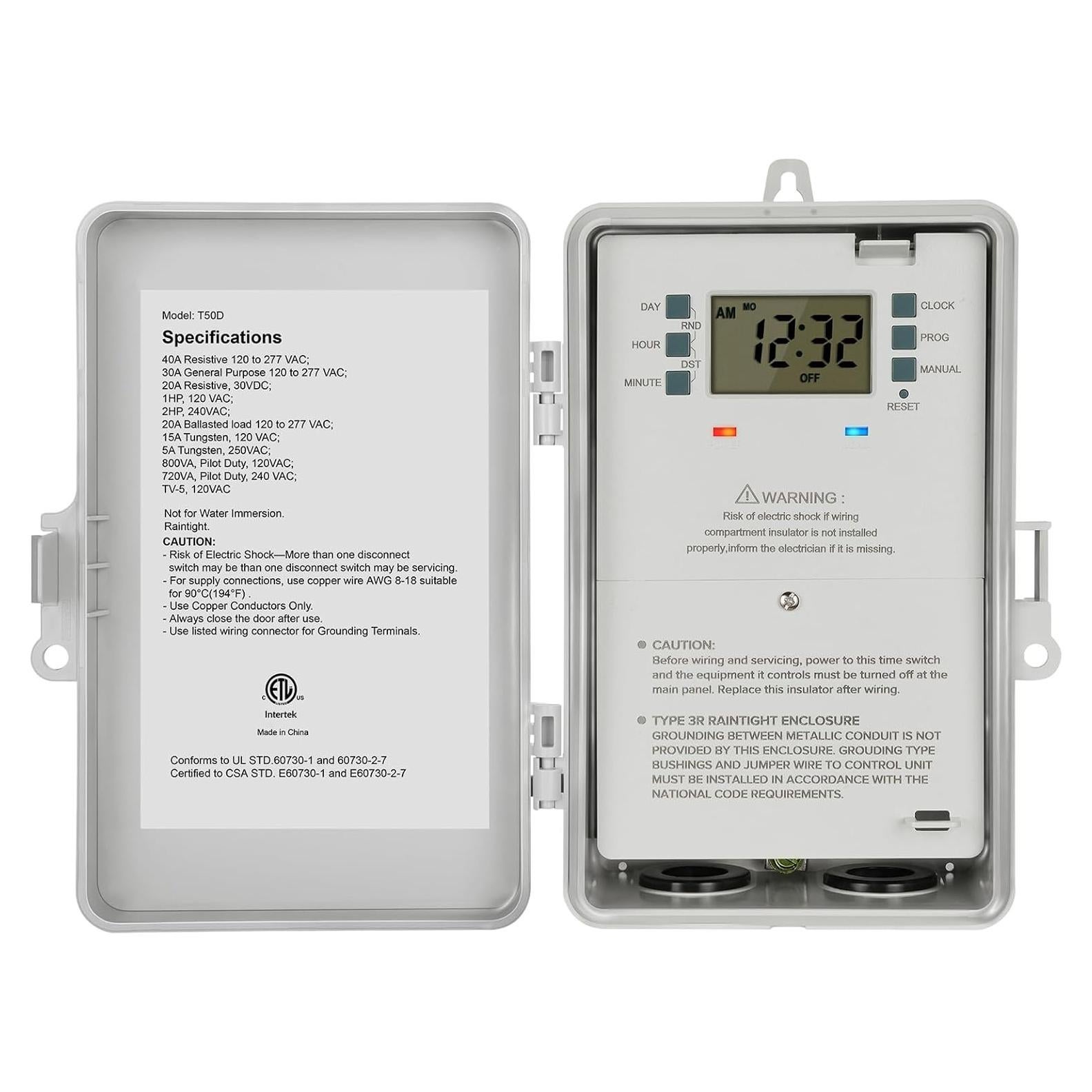 Temporizador Digital de Piscina SURAIELEC 40A 7 Días 120/240V