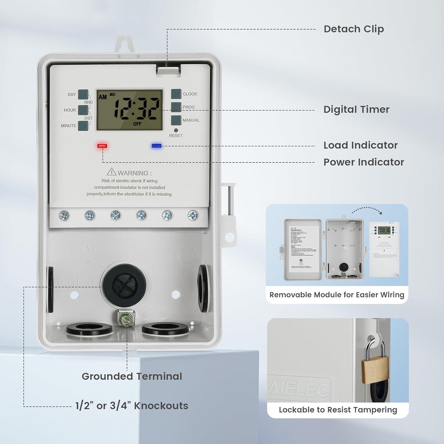 Temporizador Digital de Piscina SURAIELEC 40A 7 Días 120/240V