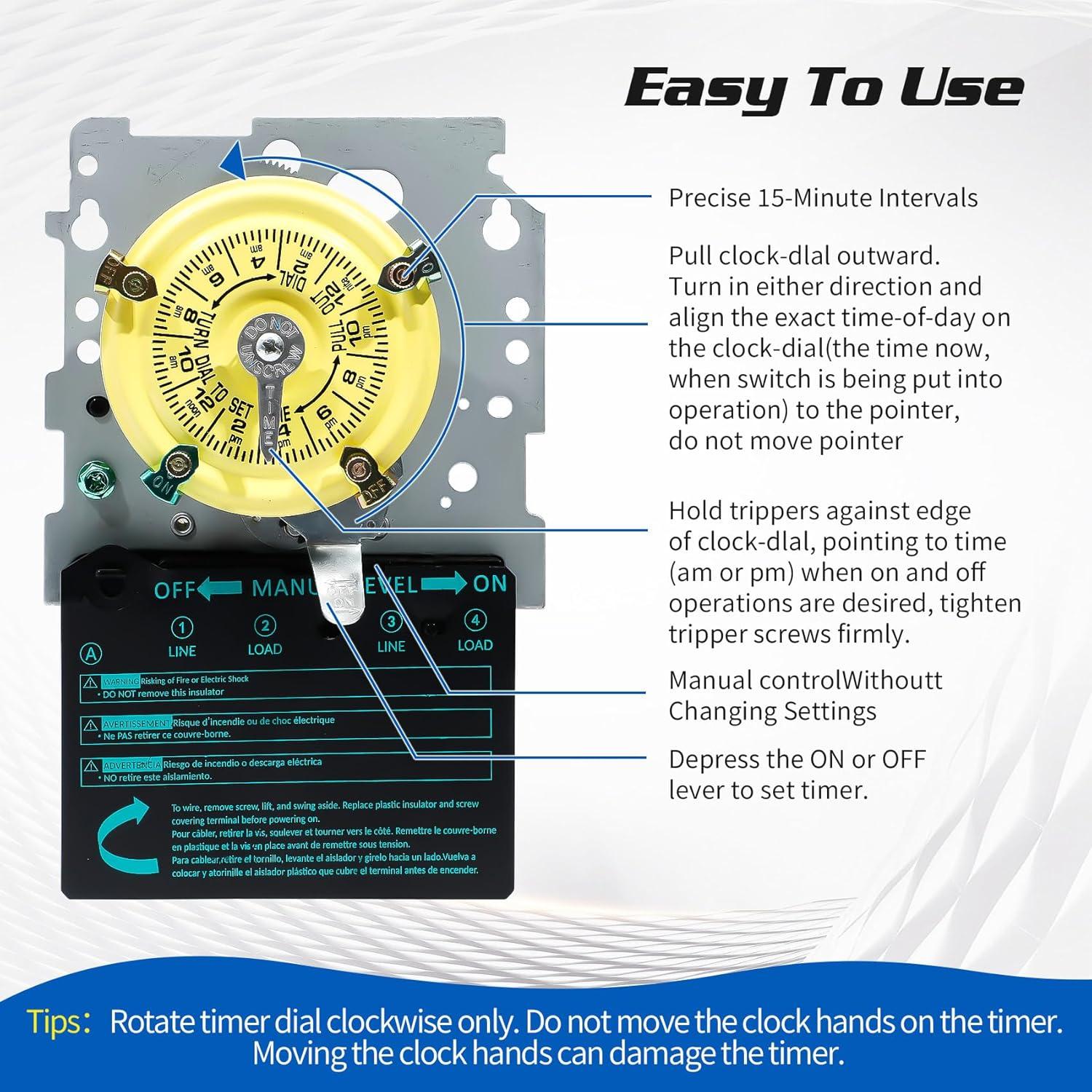Temporizador Electromecánico T104M 40A 240V para Bomba de Piscina