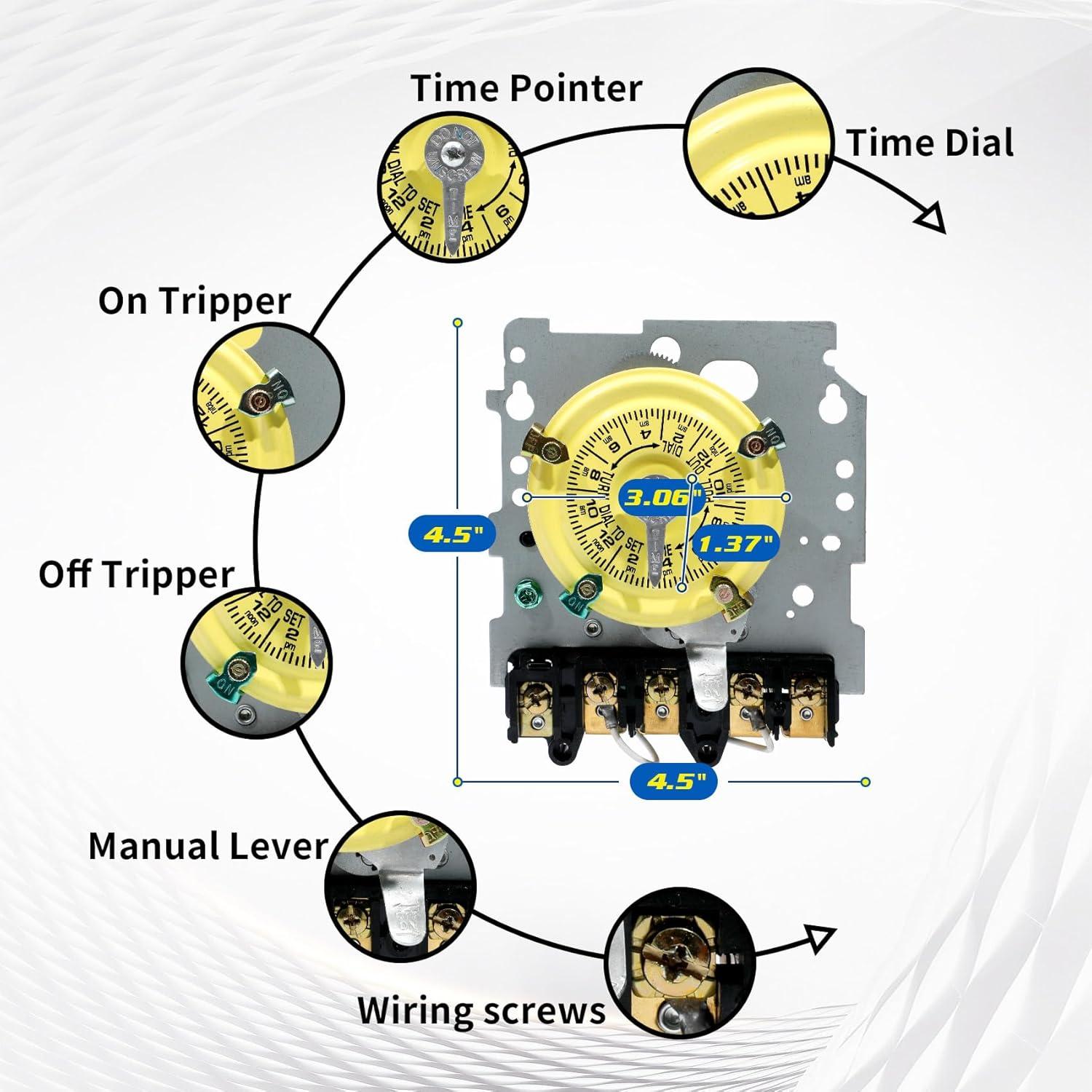 Temporizador Electromecánico T104M 40A 240V para Bomba de Piscina