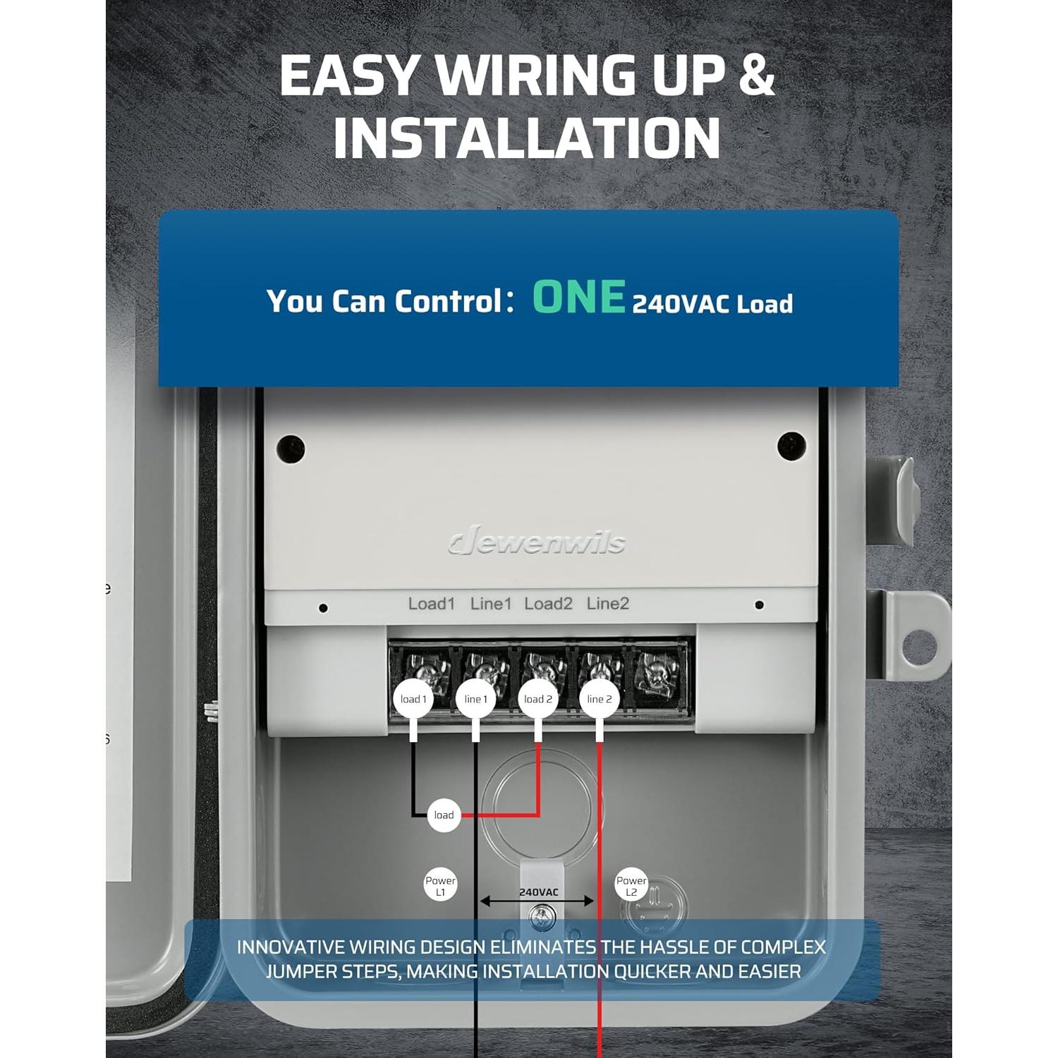 Temporizador WiFi DEWENWILS 40A 240V para Bomba de Piscina