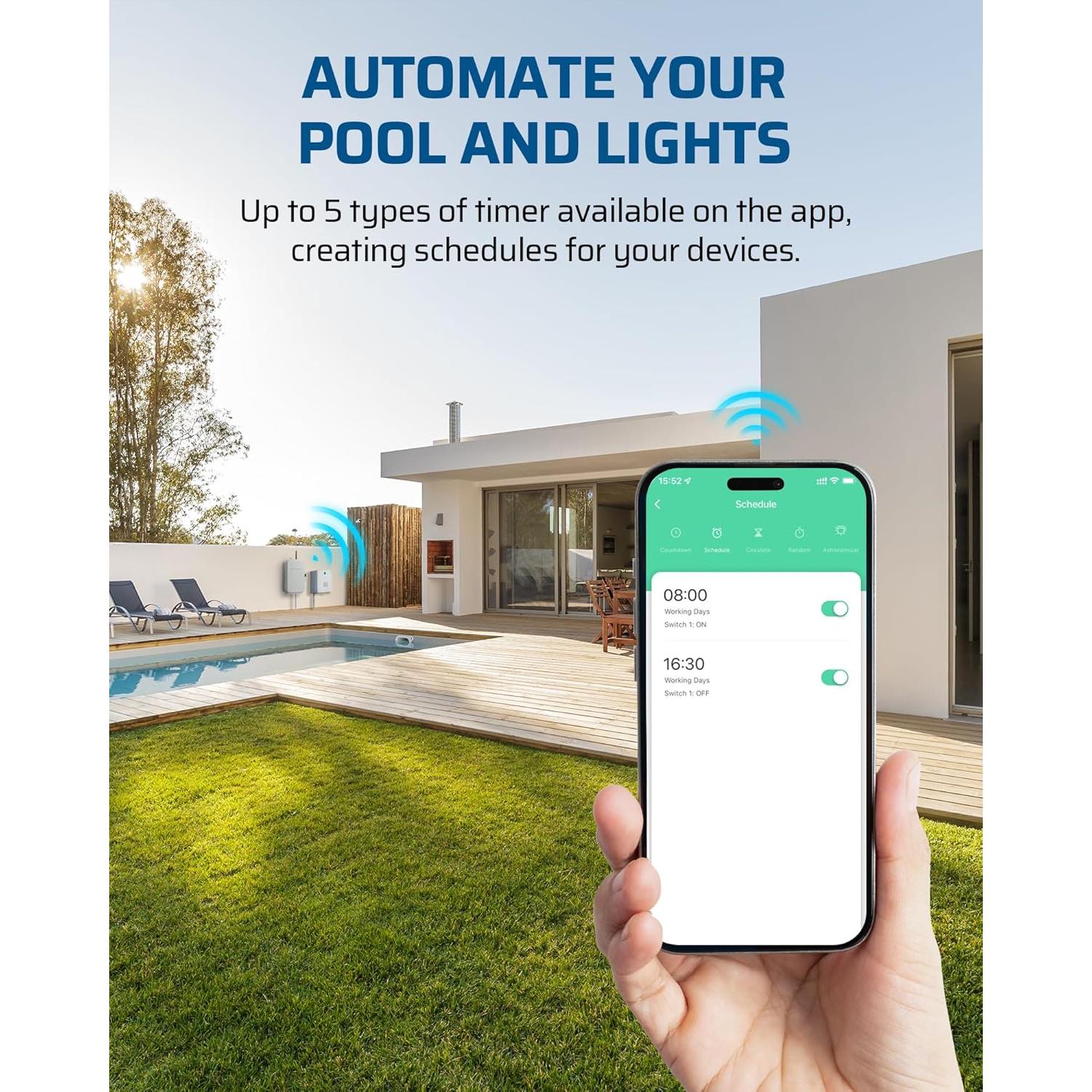 Temporizador WiFi DEWENWILS 40A 240V para Bomba de Piscina