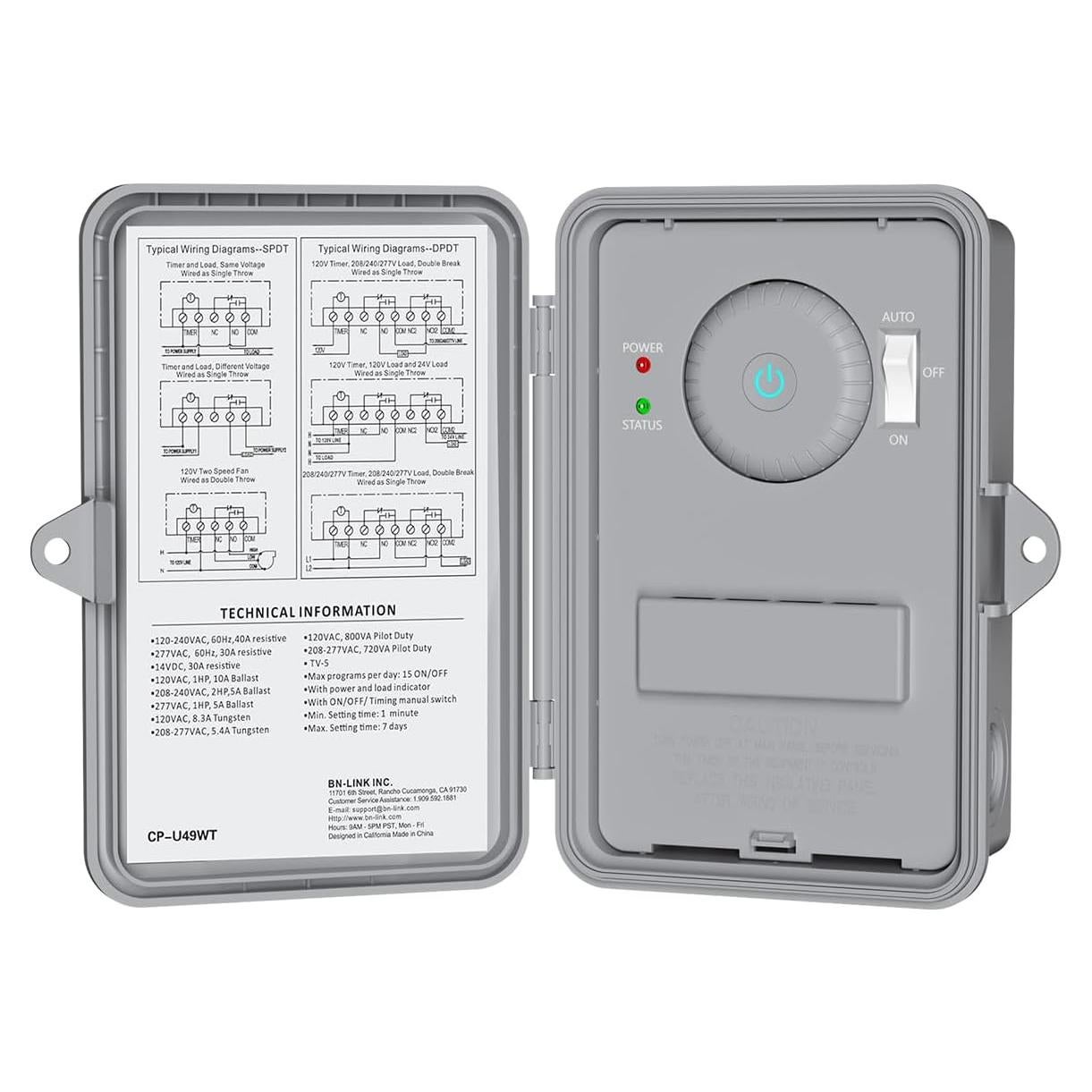 Temporizador WiFi BN-LINK para Bomba de Piscina 40A 240VAC