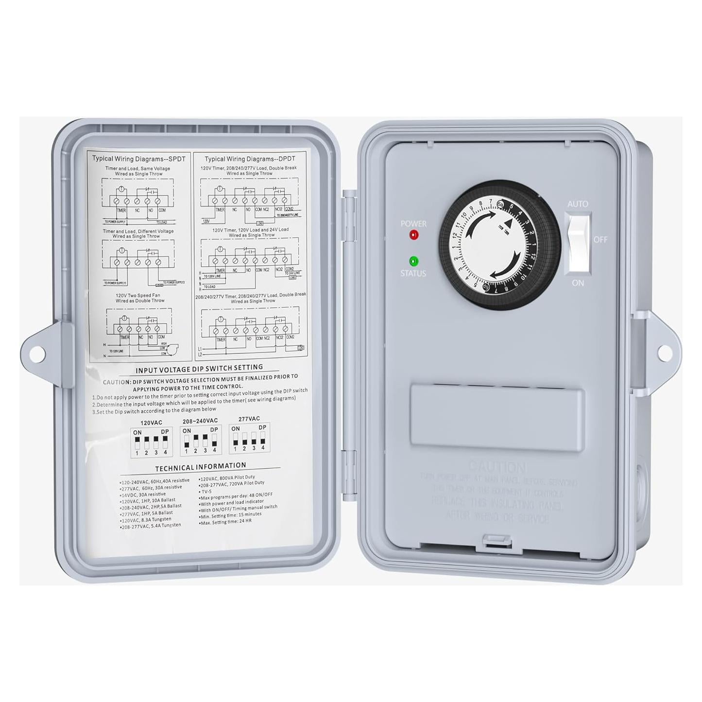 Temporizador Mecánico BN-LINK 40A para Bomba de Piscina 120-277VAC