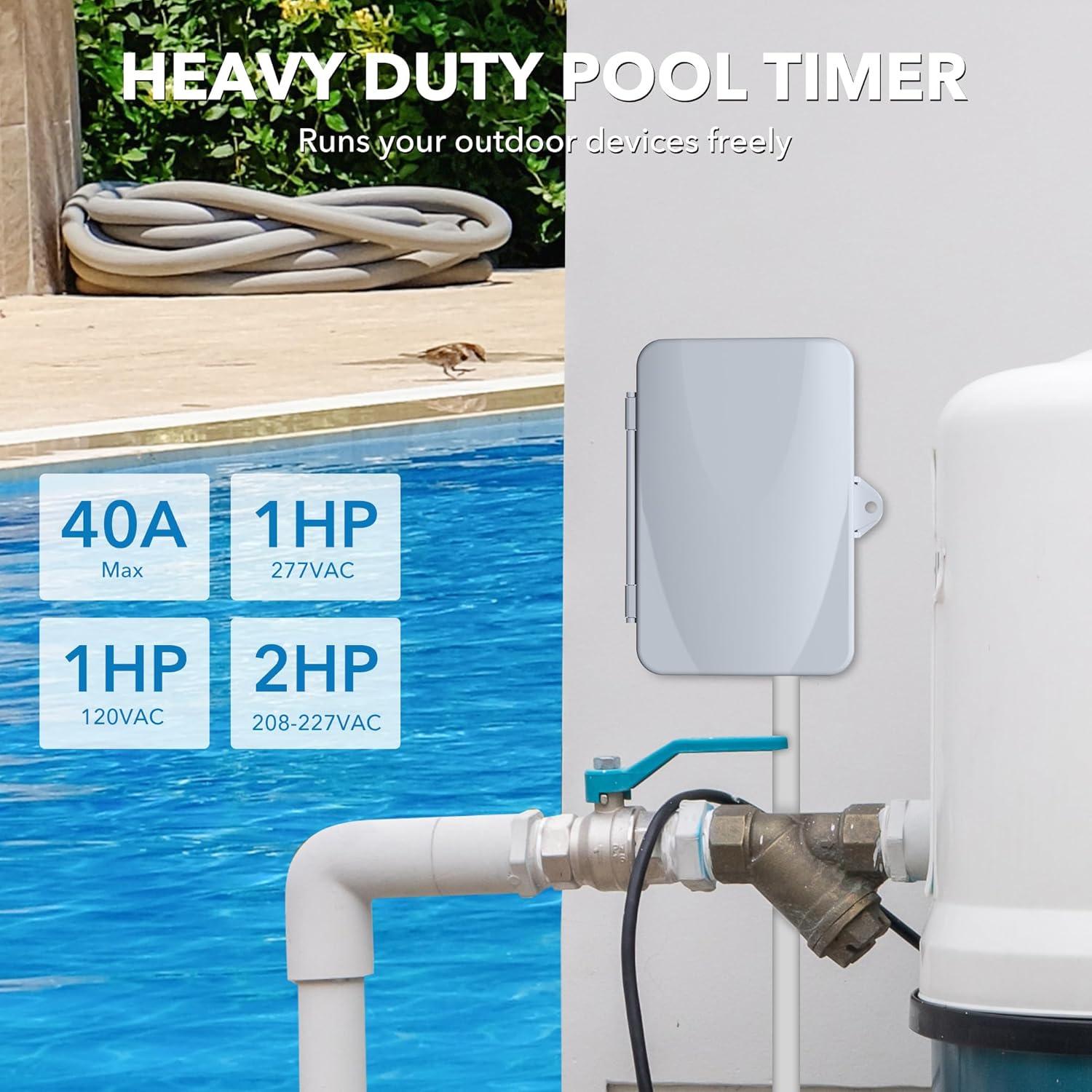 Temporizador Mecánico BN-LINK 40A para Bomba de Piscina 120-277VAC