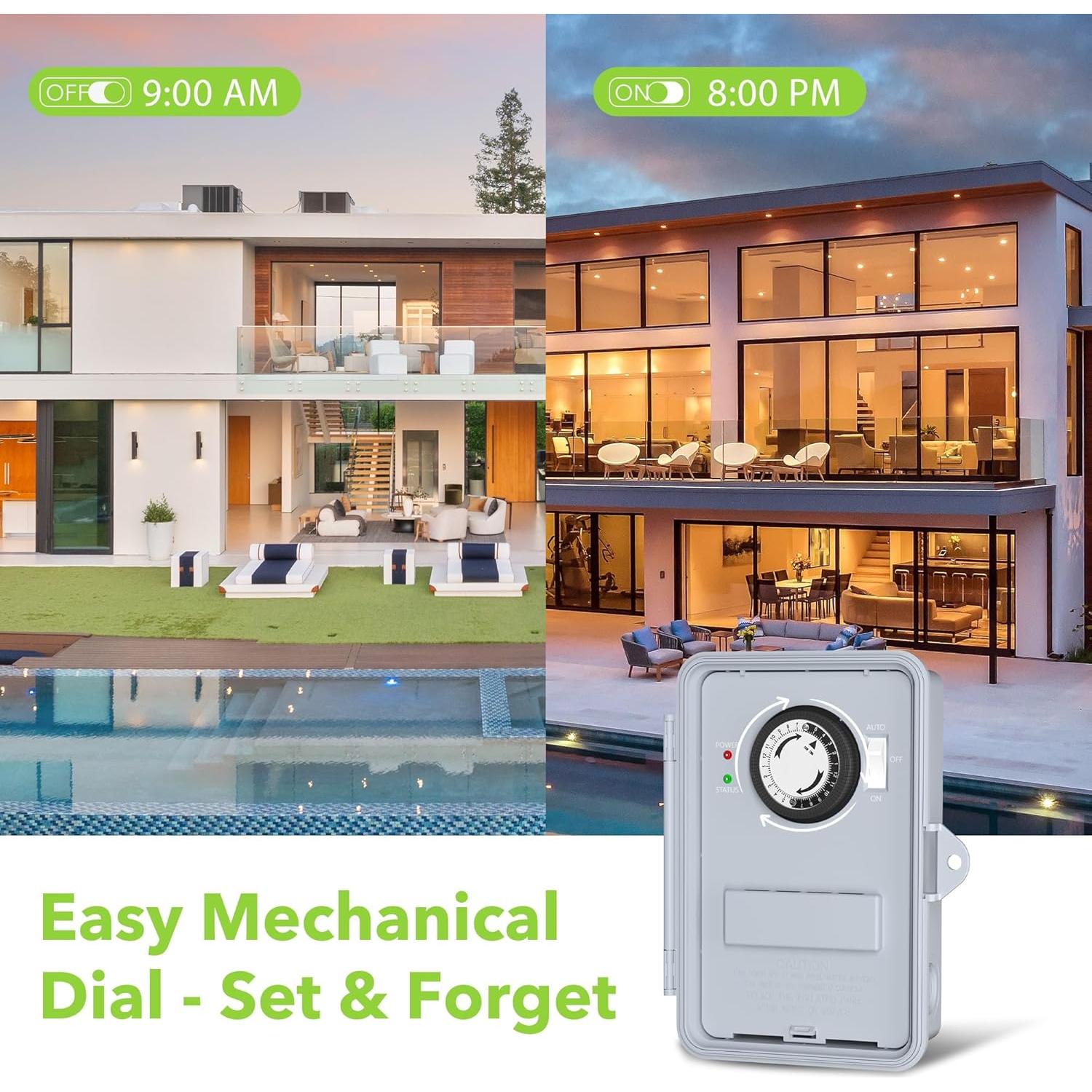 Temporizador Mecánico BN-LINK 40A para Bomba de Piscina 120-277VAC