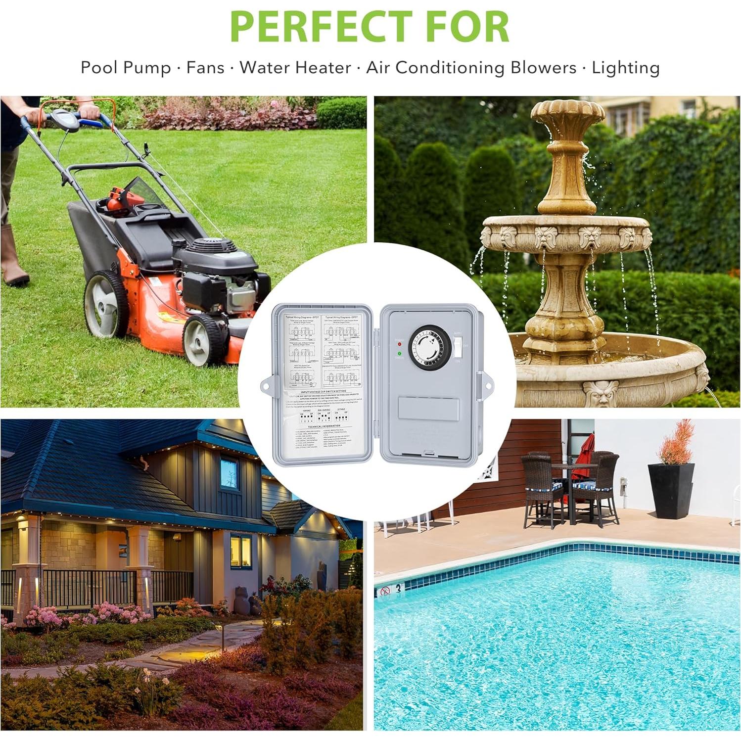 Temporizador Mecánico BN-LINK 40A para Bomba de Piscina 120-277VAC