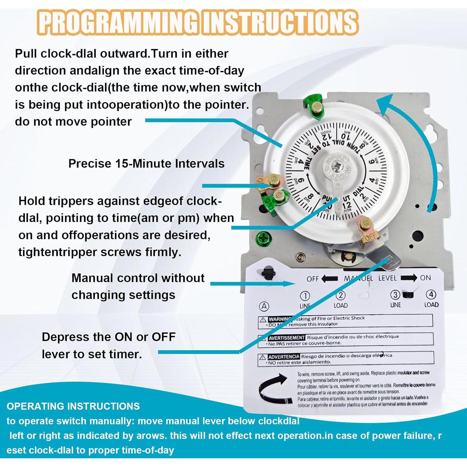 Temporizador Mecánico T104 Enruieer 24 Horas 40A 208-277V
