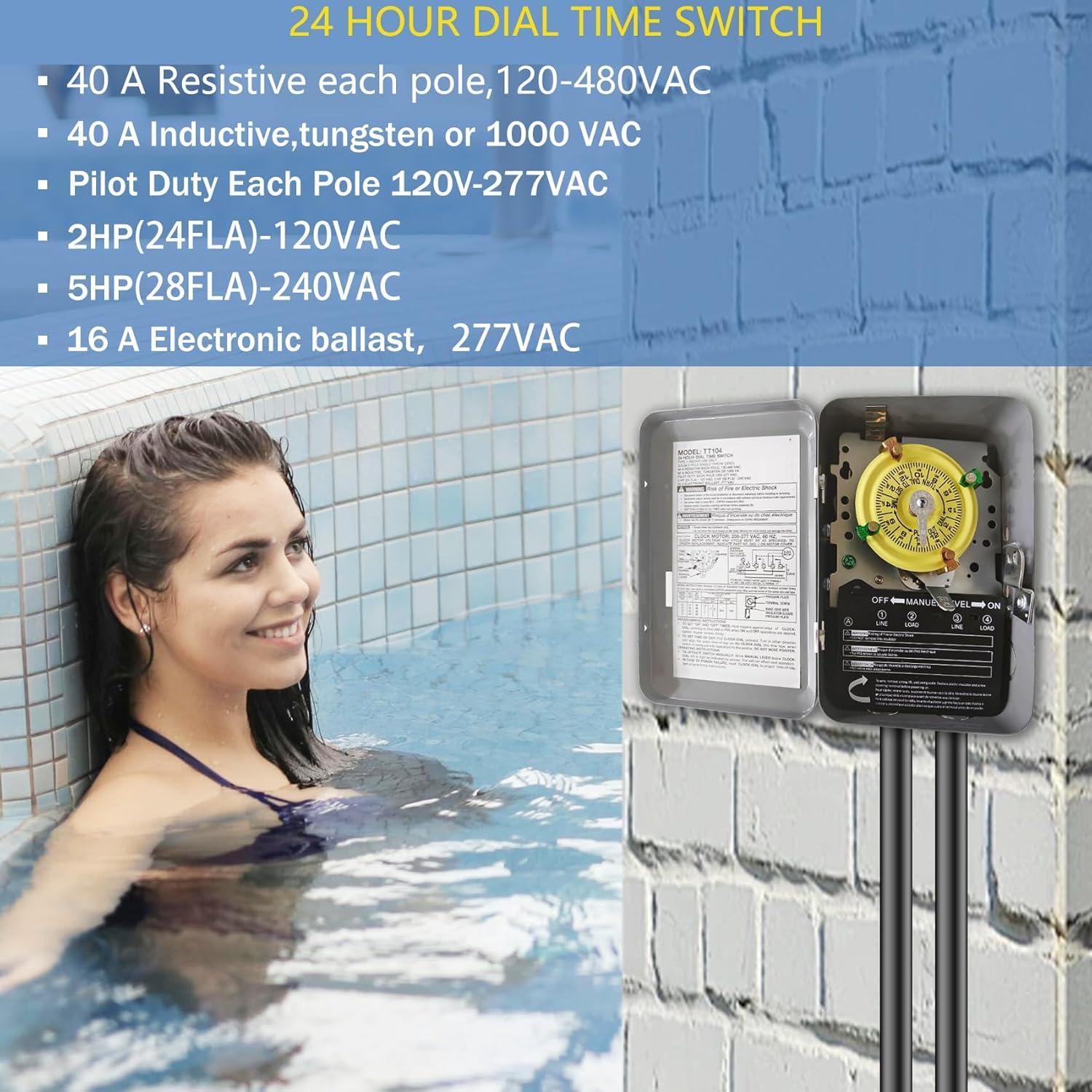 Temporizador Mecánico de Piscina Bxmgr T104M 40A 240V