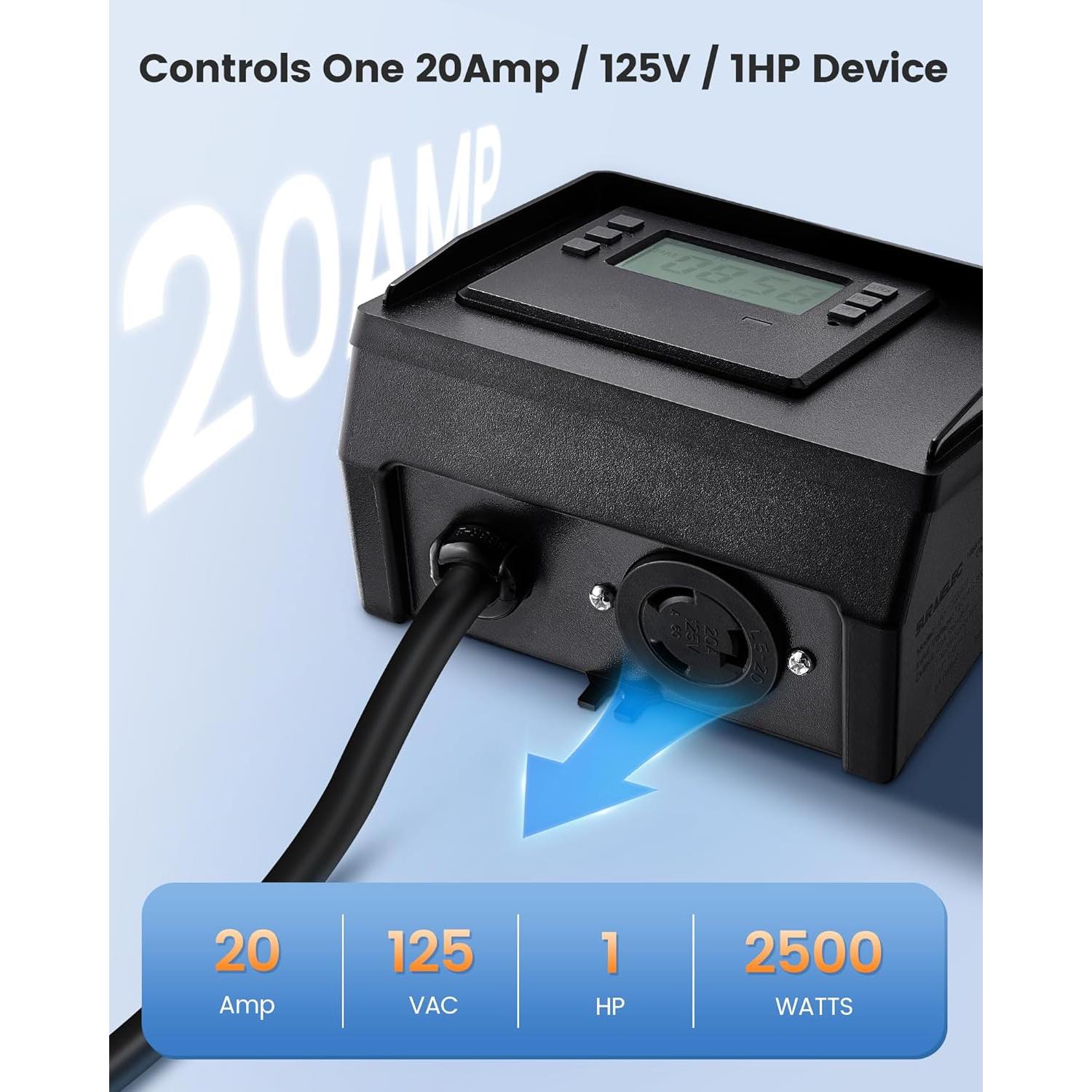 Temporizador Digital SURAIELEC 20A para Piscinas 7 Días