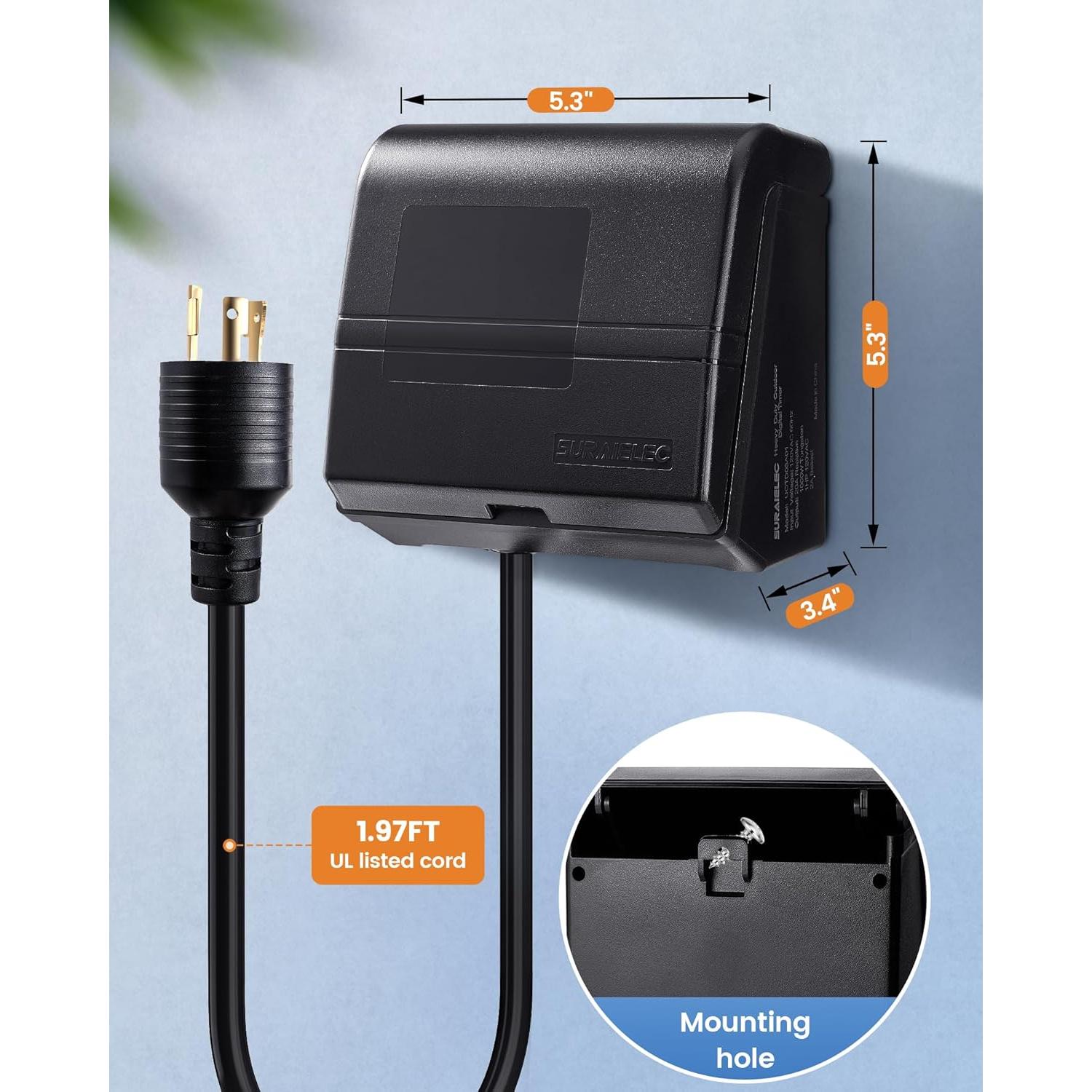 Temporizador Digital SURAIELEC 20A para Piscinas 7 Días