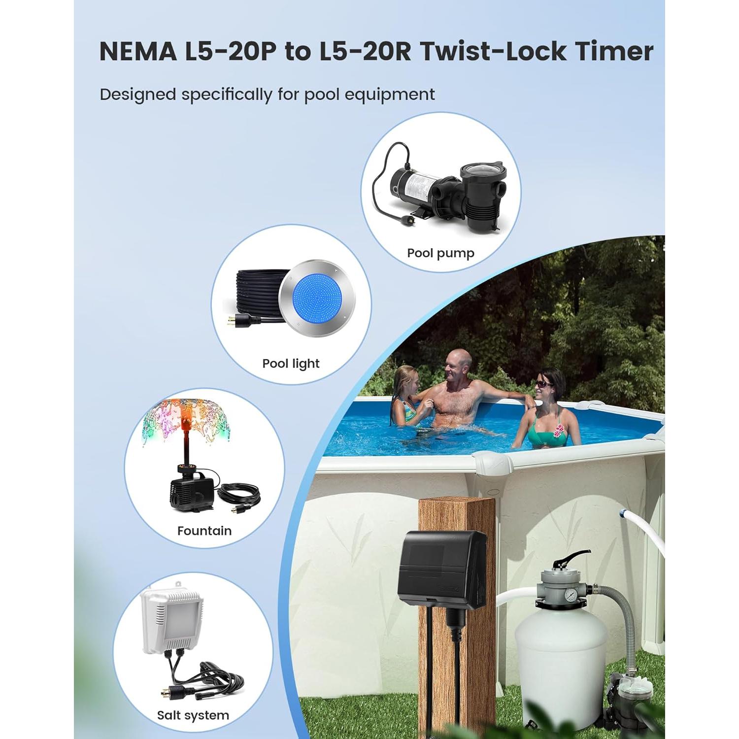 Temporizador Digital SURAIELEC 20A para Piscinas 7 Días