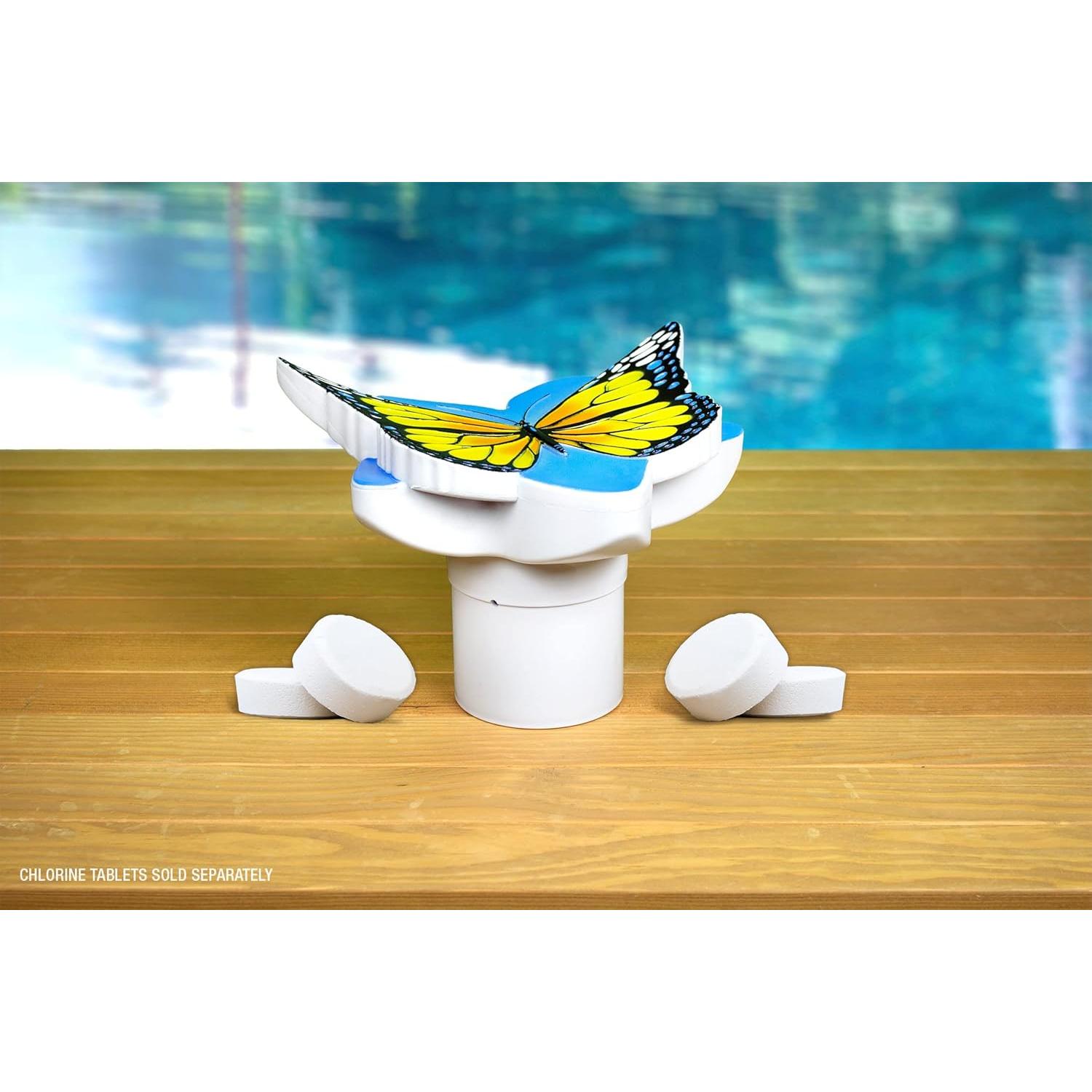 Dispensador de Cloro Flotante Poolmaster Mariposa Amarilla 25.4 cm