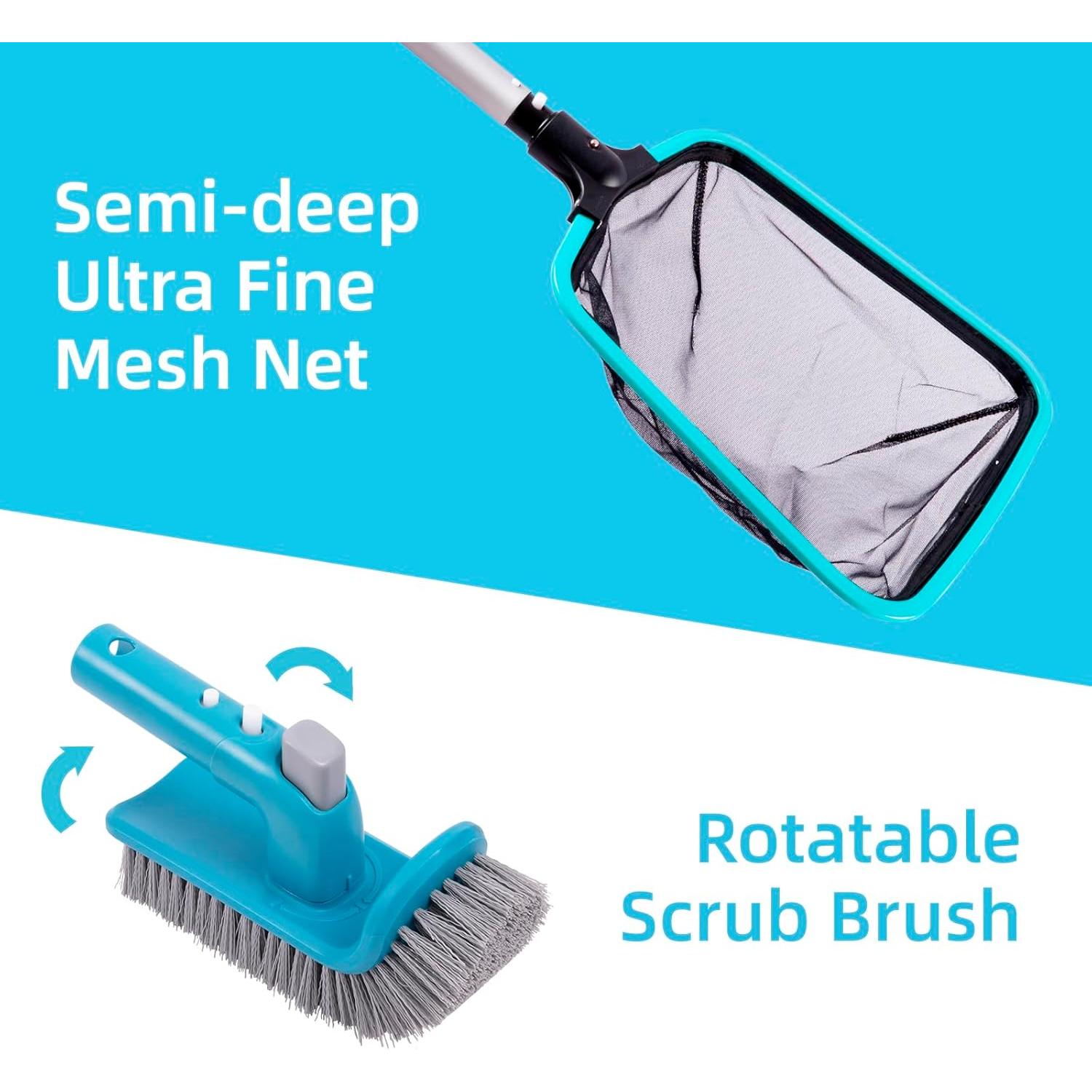 Kit de limpieza de piscina Sepetrel Deluxe con cepillo y redes