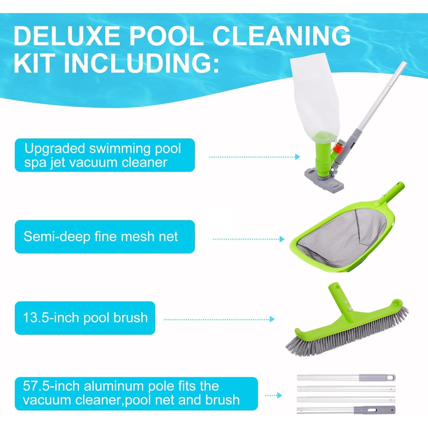 Kit de Limpieza de Piscina Deluxe Sepetrel con Aspiradora y Cepillo