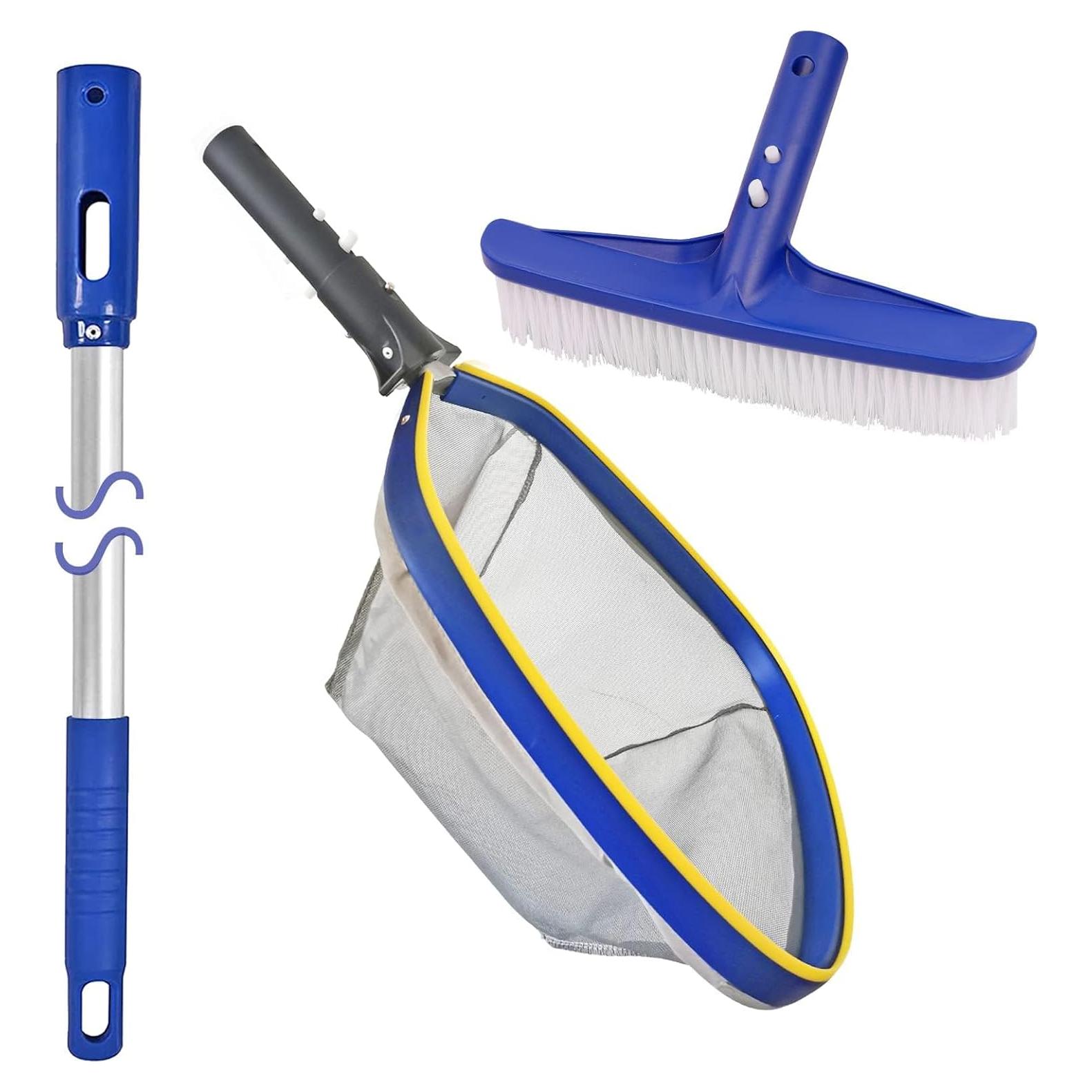 Kit de Limpieza de Piscina Poolvio, Cepillo 25.4 cm y Polo 127 cm