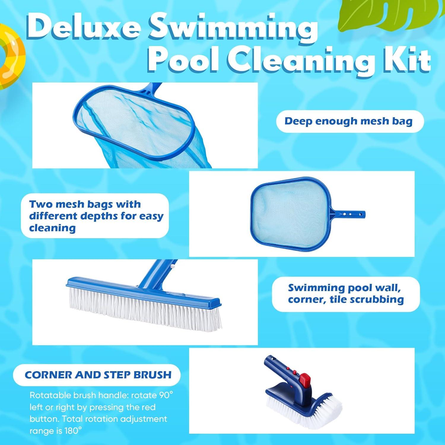 Kit de Limpieza de Piscina FillTouch con 7 Piezas y Polo Ajustable