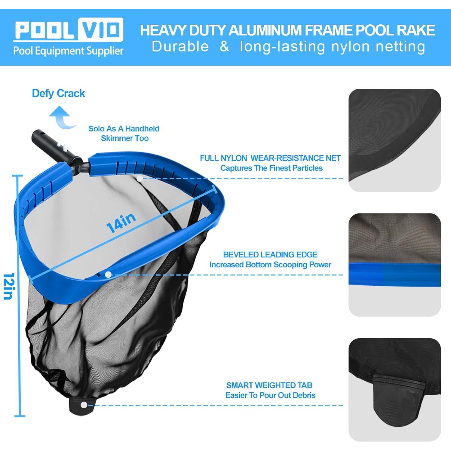 Kit de Limpieza de Piscina Poolvio con Aspiradora y Polo 2.4m