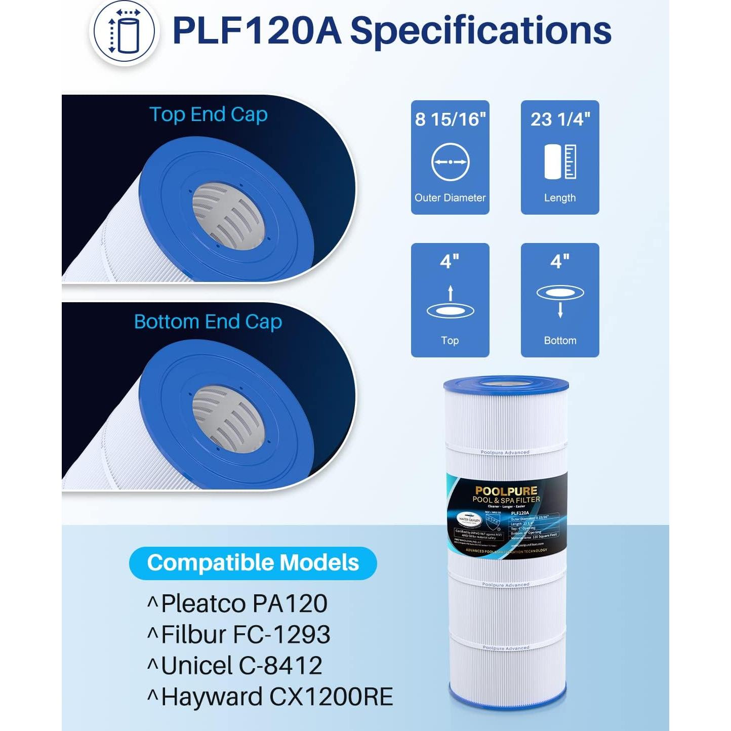 Filtro de Piscina POOLPURE PLF120A 120 ft² Compatible Hayward