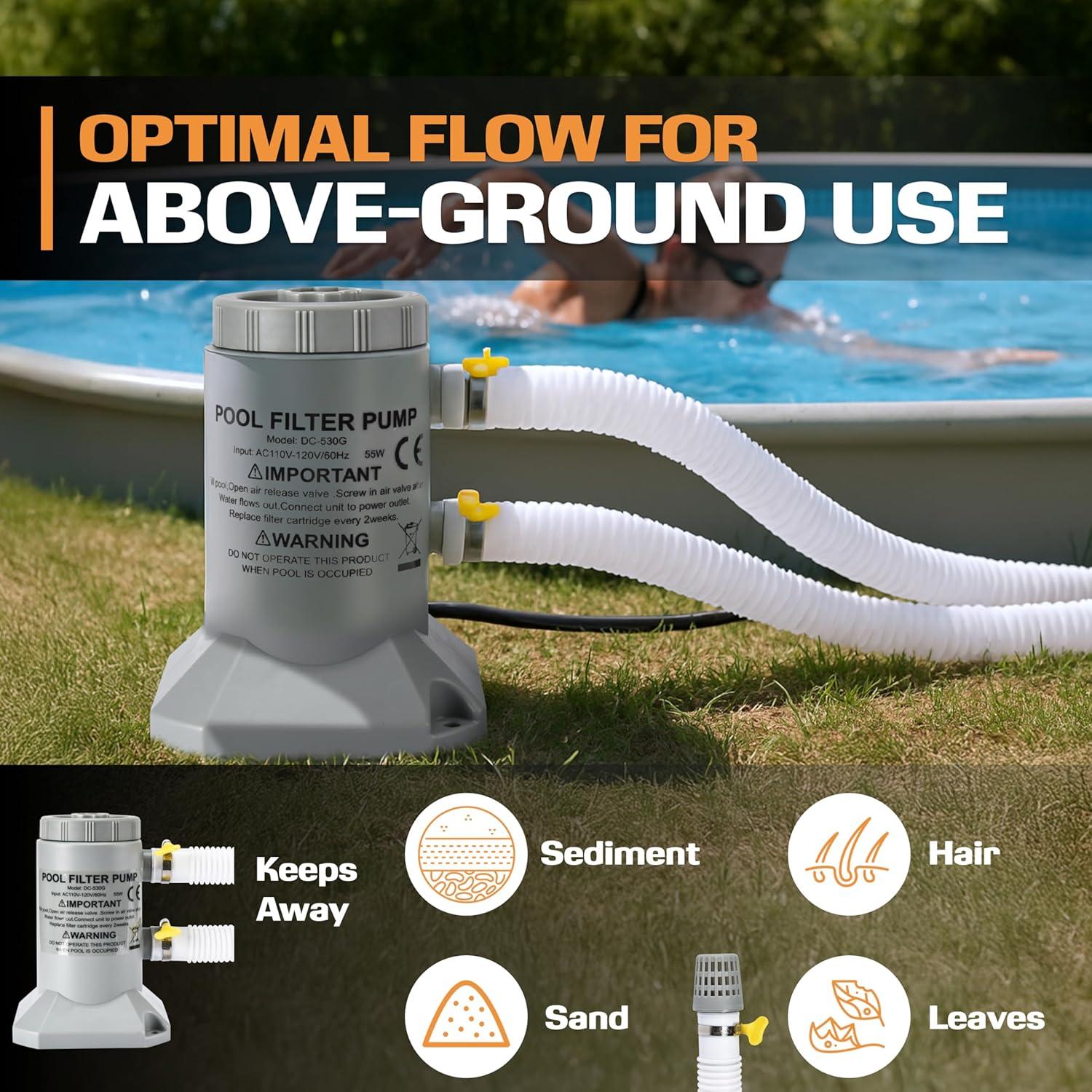 Bomba de Filtro de Cartucho EDOU 530 GPH para Piscina