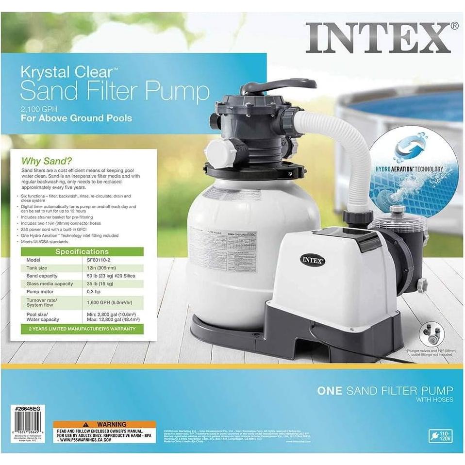 Bomba de Filtro de Arena Intex SX2100 7949 L/h para Piscinas