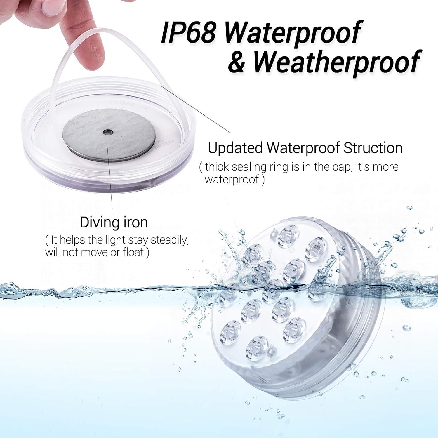 Luces LED Sumergibles LOFTEK 13 LEDs RGB con Control Remoto