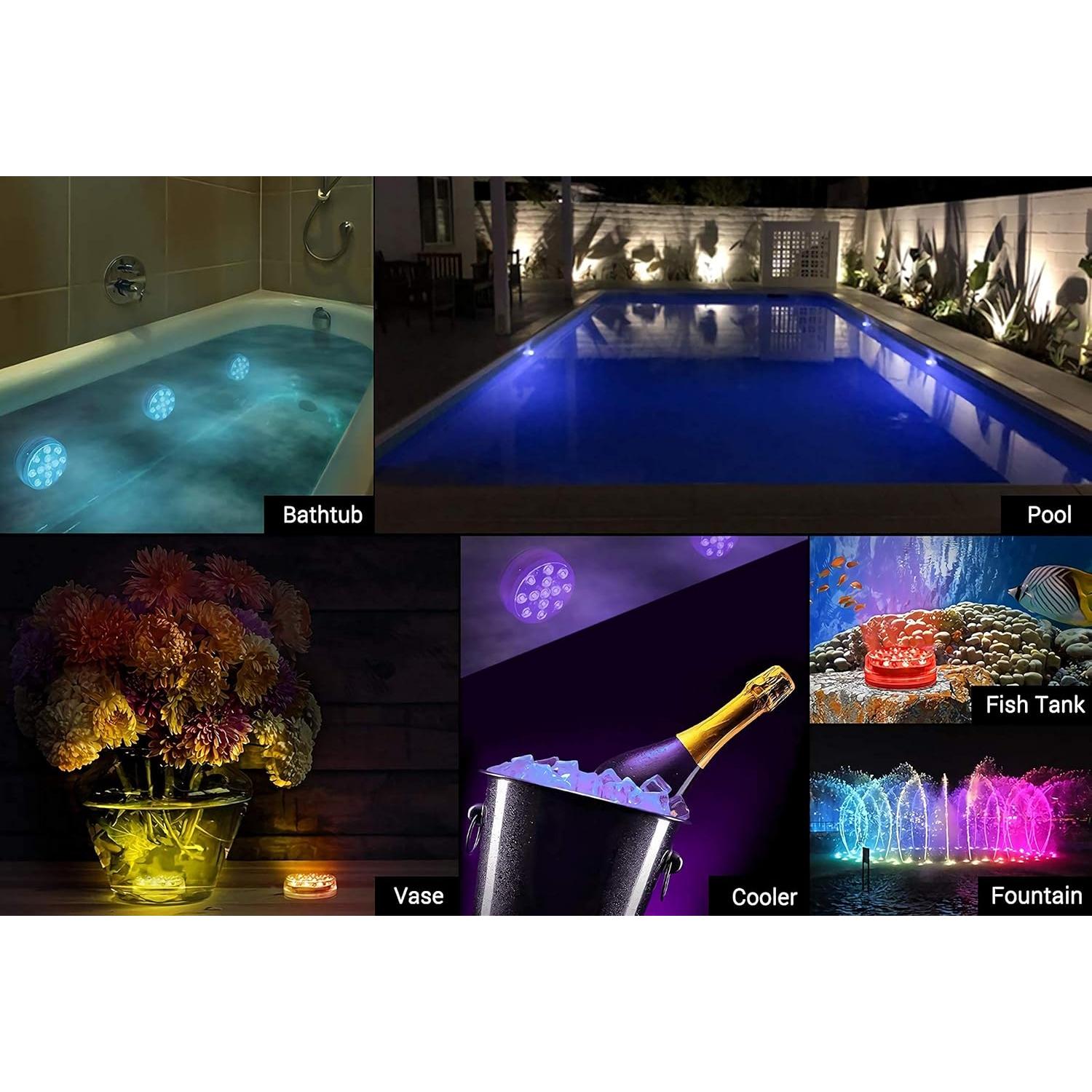 Luces LED Sumergibles LOFTEK 13 LEDs RGB con Control Remoto