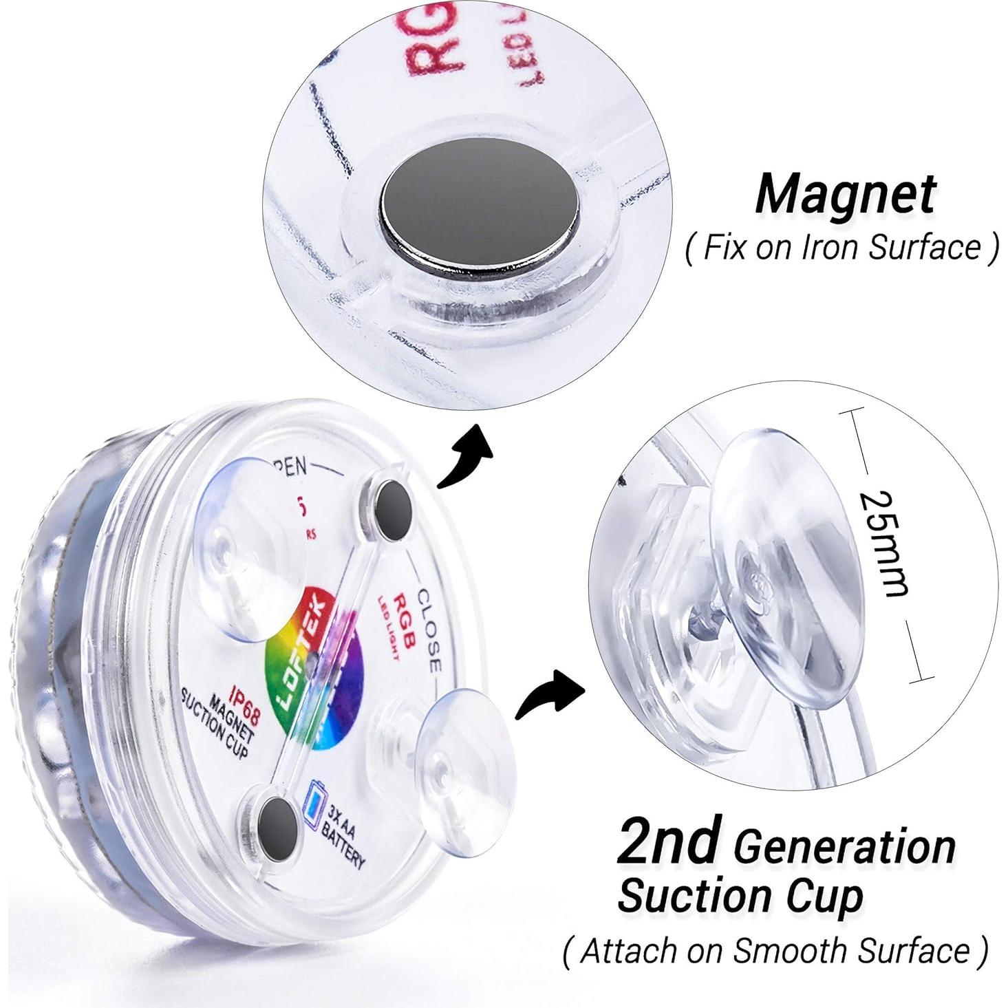 Luces LED Sumergibles LOFTEK 13 LEDs RGB con Control Remoto