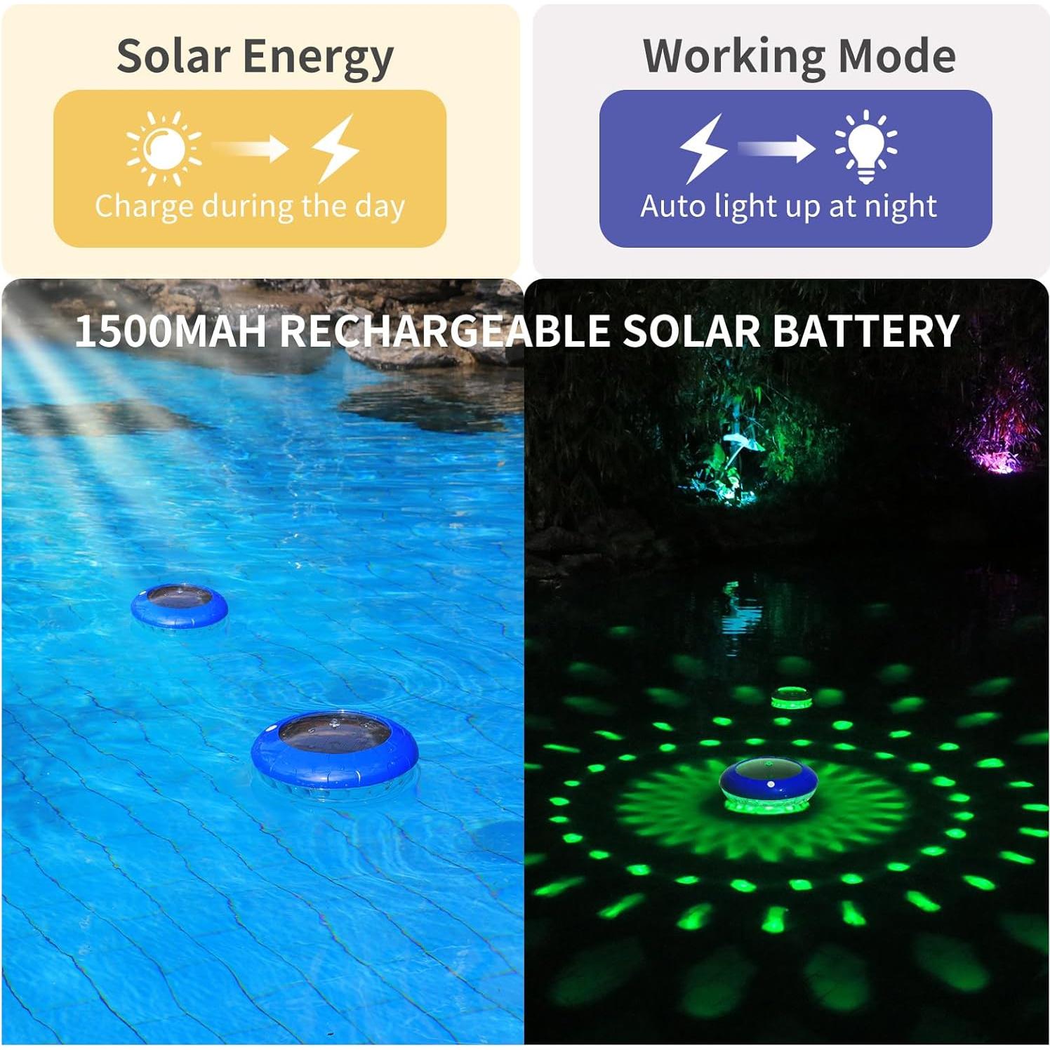 Luces Flotantes Solares para Piscina FirstE RGB IP68 (2 Unidades)