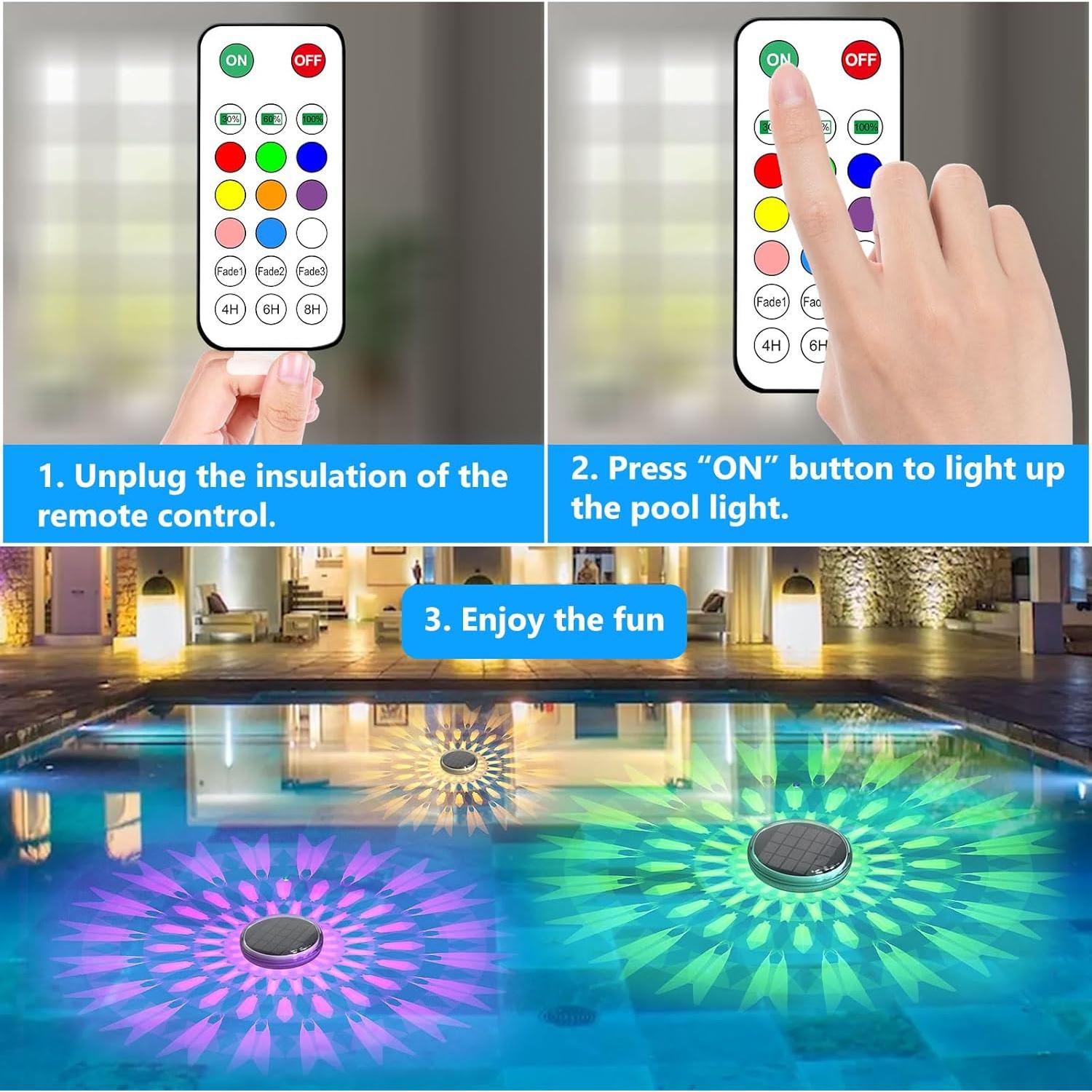 Luces Flotantes de Piscina Solar Kitloo - 2 Piezas, IPX7