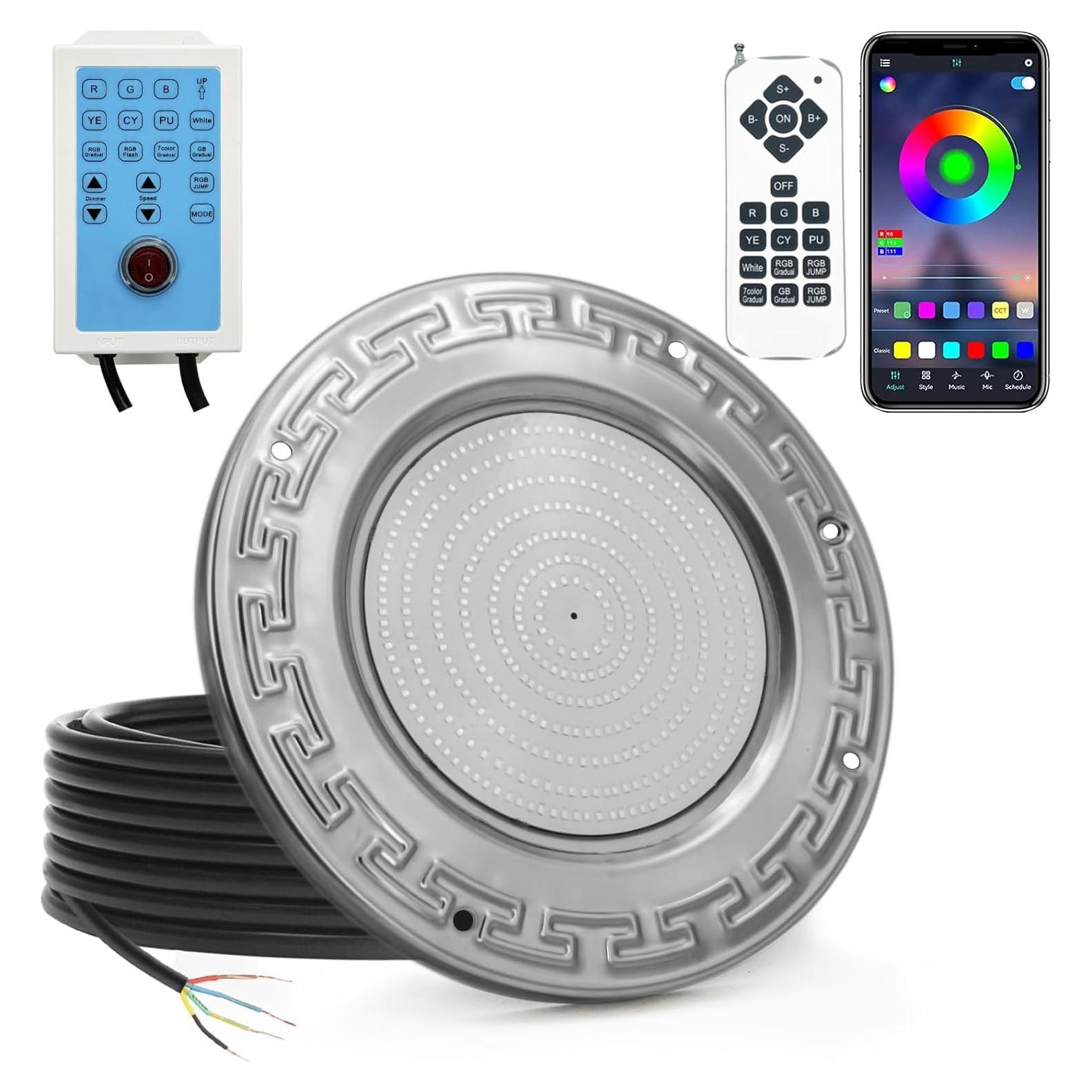 Luces de piscina LED Awanhe 60W 10" RGB con control remoto