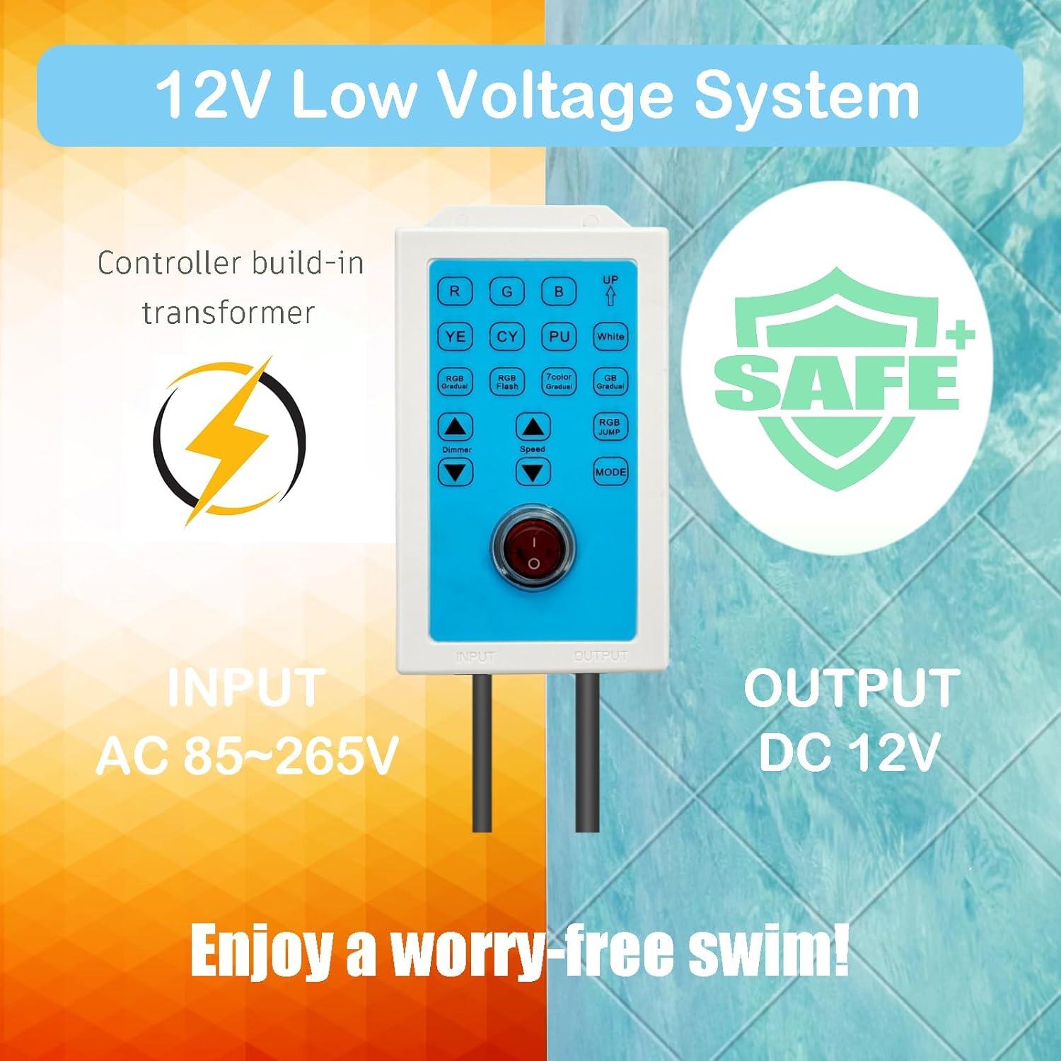 Luces de piscina LED Awanhe 60W 10" RGB con control remoto