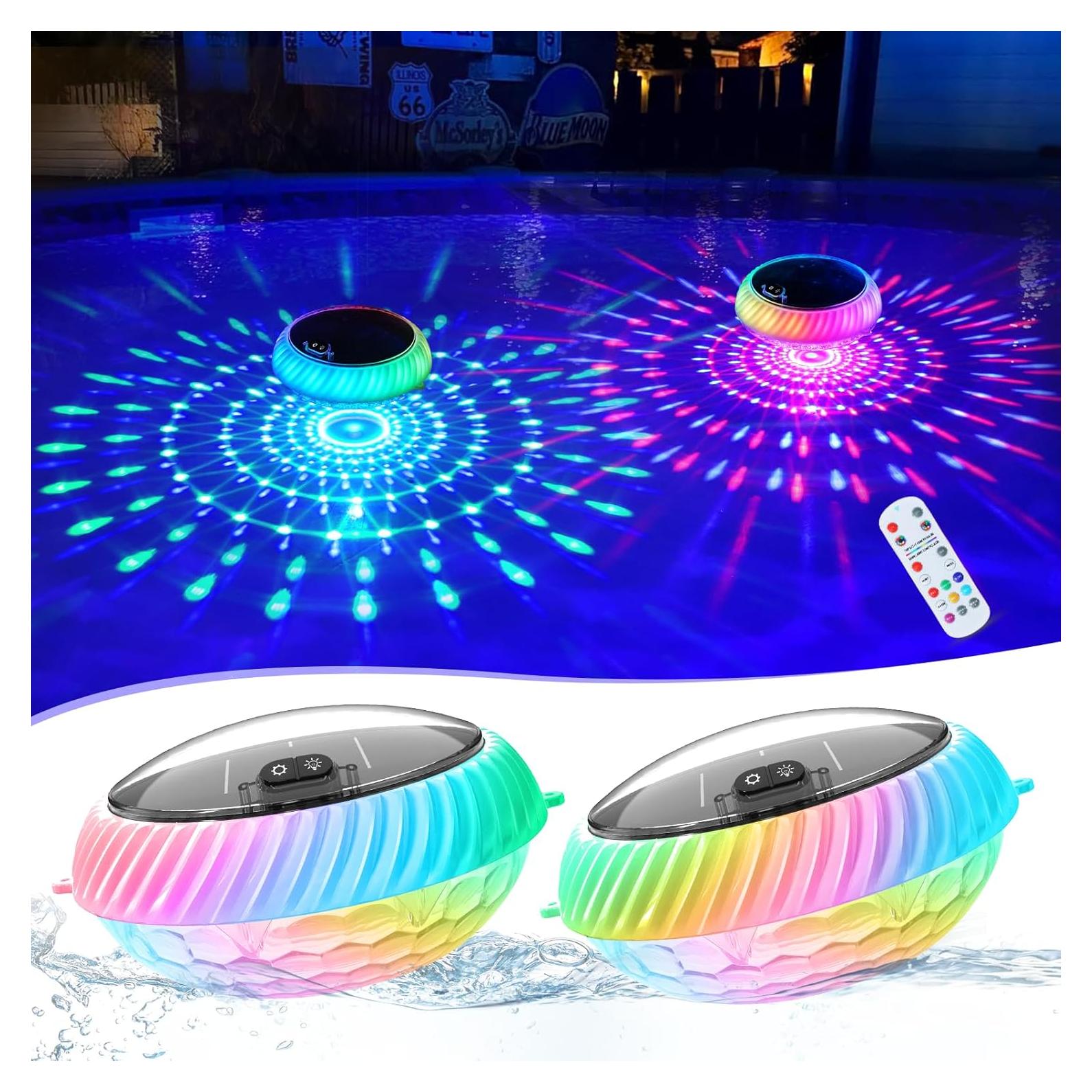 Luces de piscina flotantes solares Goallim 19.3 cm RGB IP68 (2)