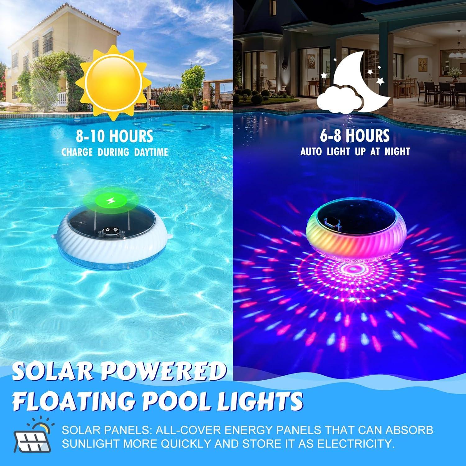 Luces de piscina flotantes solares Goallim 19.3 cm RGB IP68 (2)