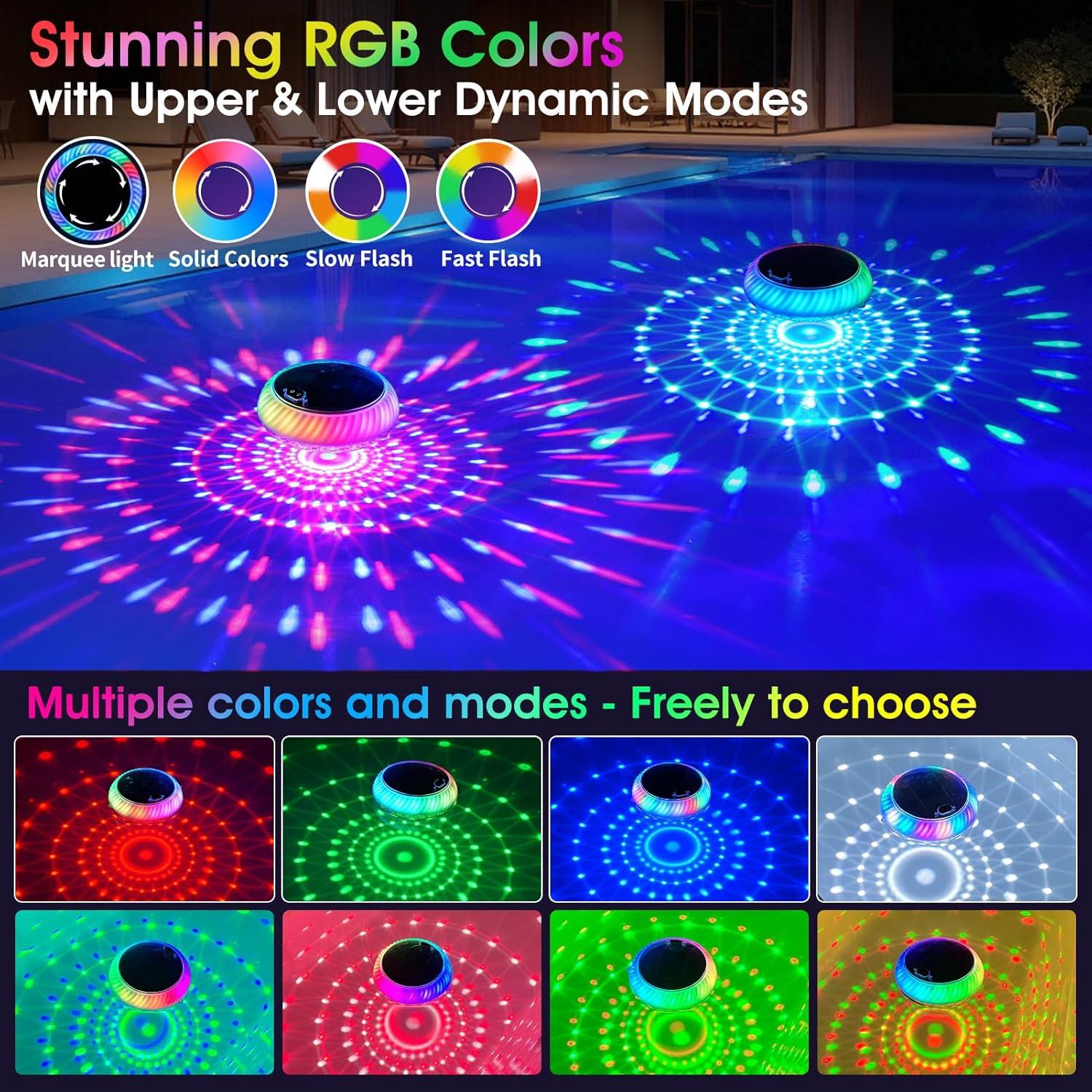 Luces de piscina flotantes solares Goallim 19.3 cm RGB IP68 (2)