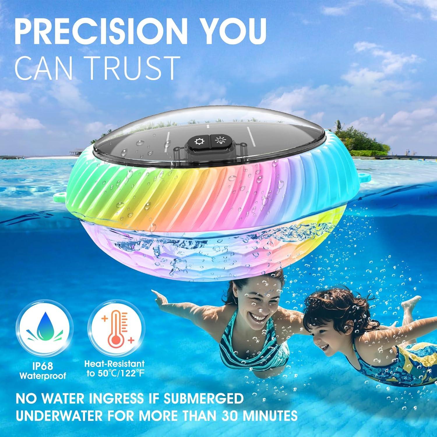 Luces de piscina flotantes solares Goallim 19.3 cm RGB IP68 (2)