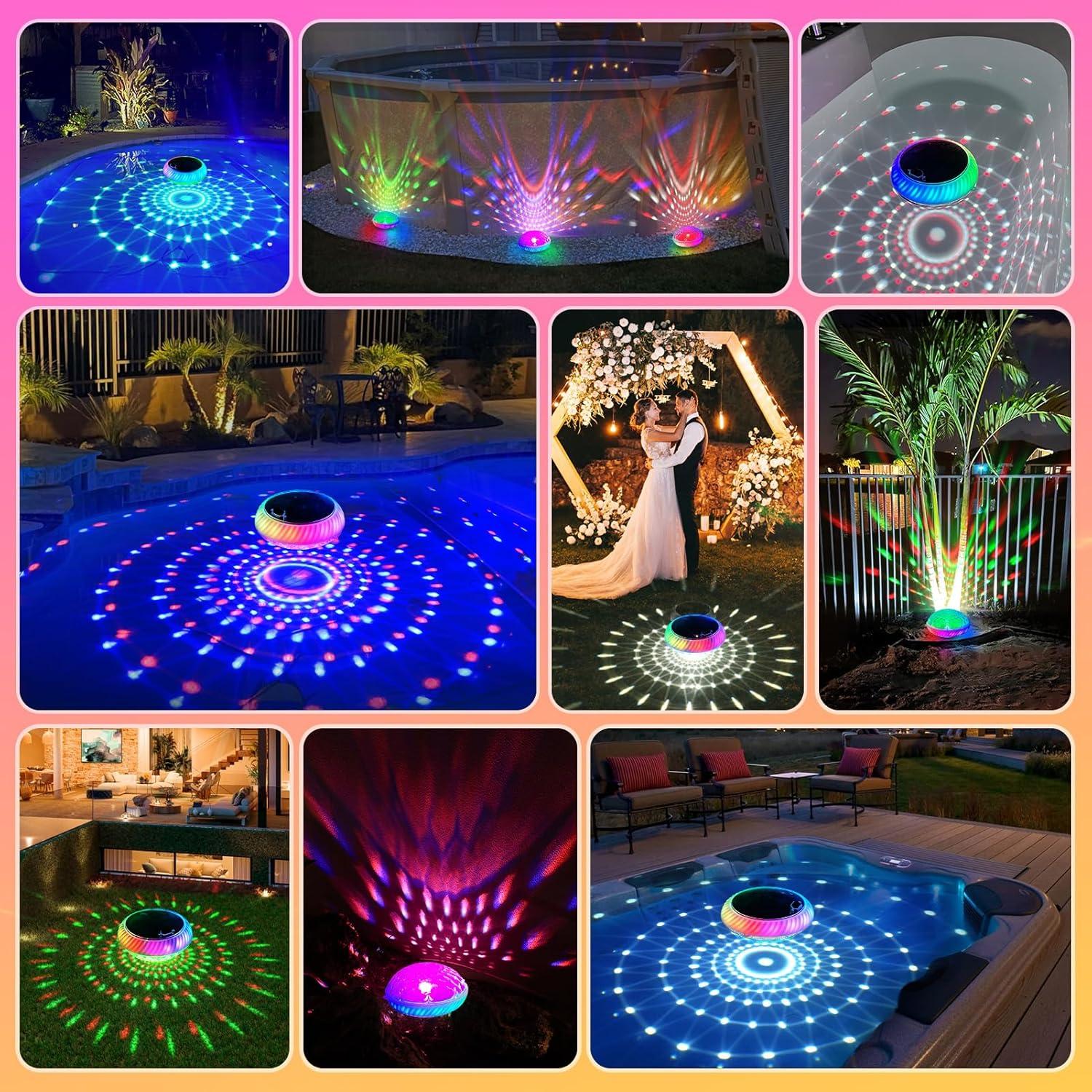 Luces de piscina flotantes solares Goallim 19.3 cm RGB IP68 (2)