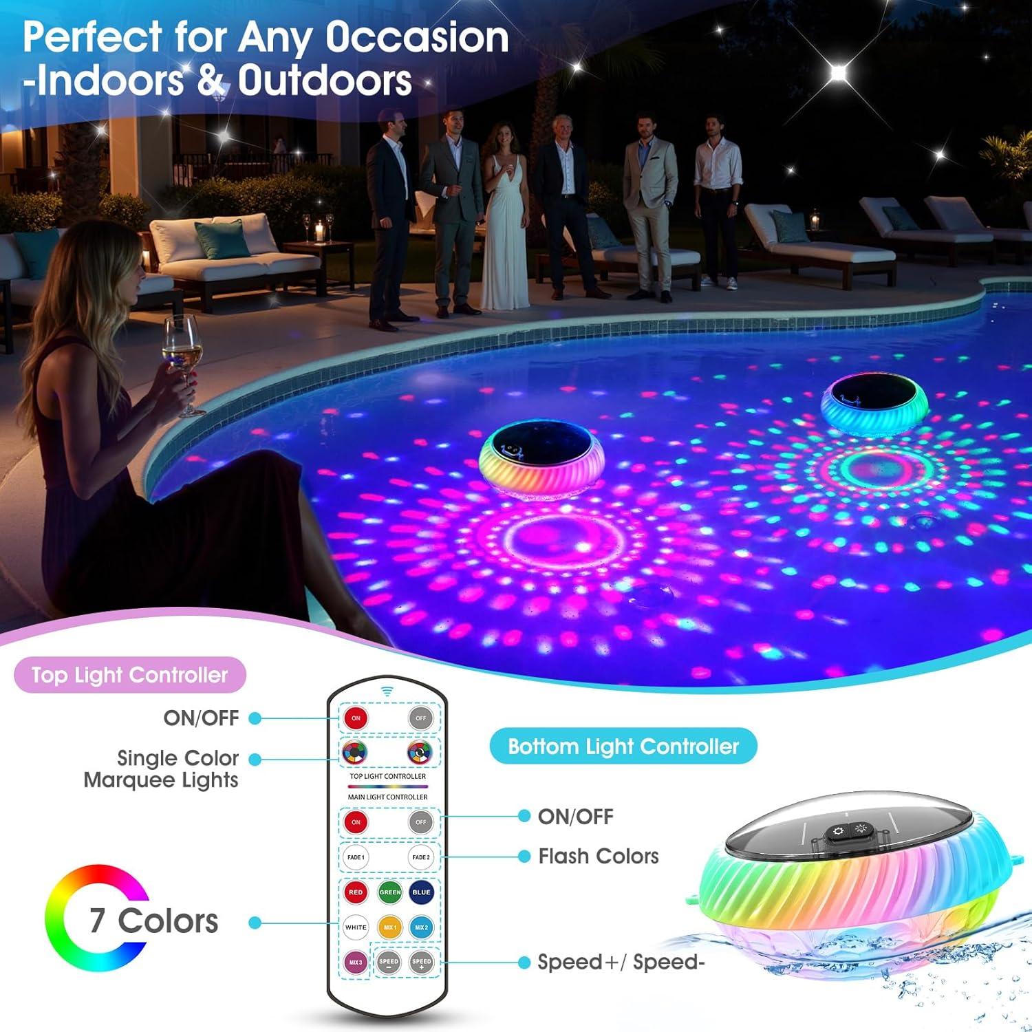 Luces de piscina flotantes solares Goallim 19.3 cm RGB IP68 (2)