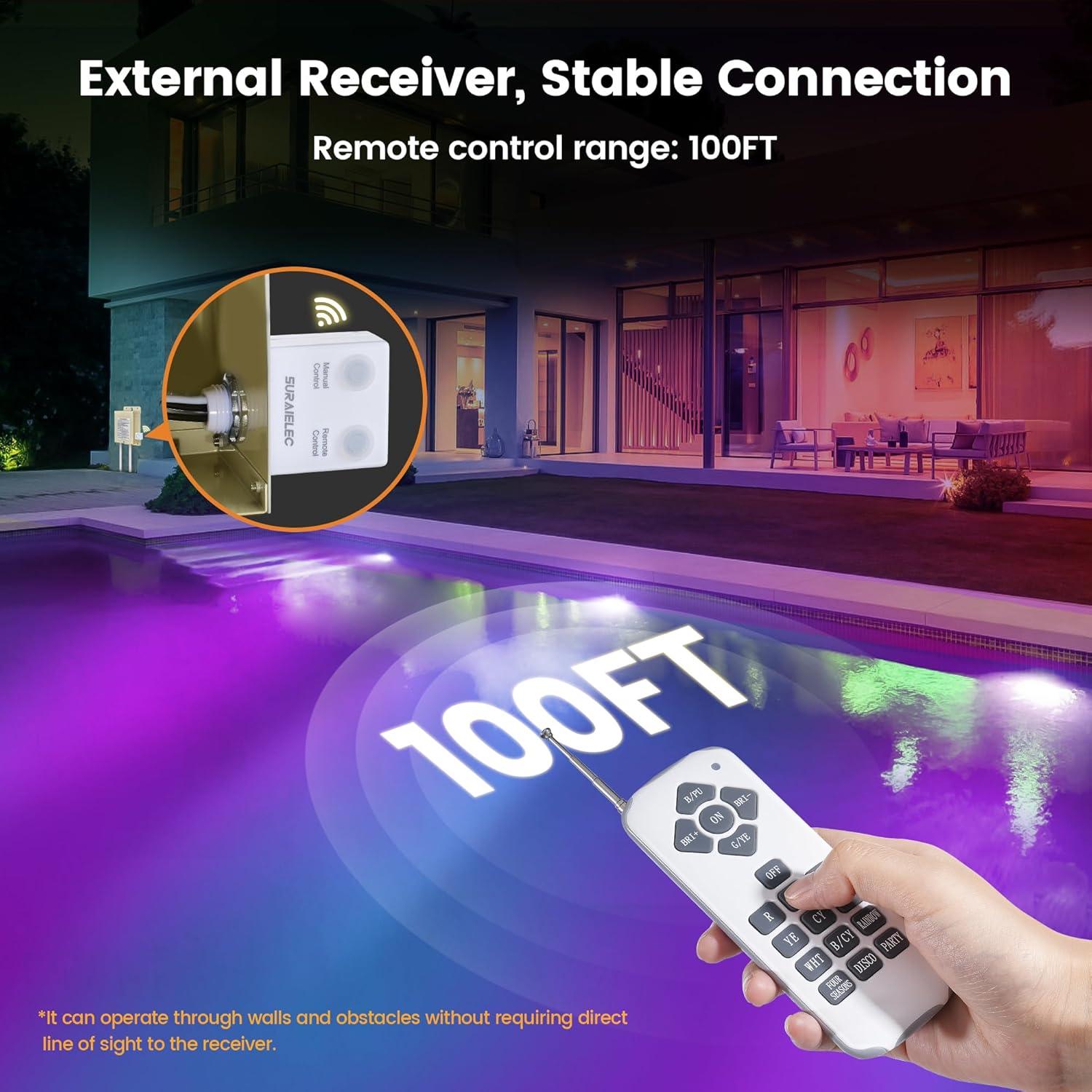 Luz de Piscina LED SURAIELEC 12V 10" RGB Control Remoto