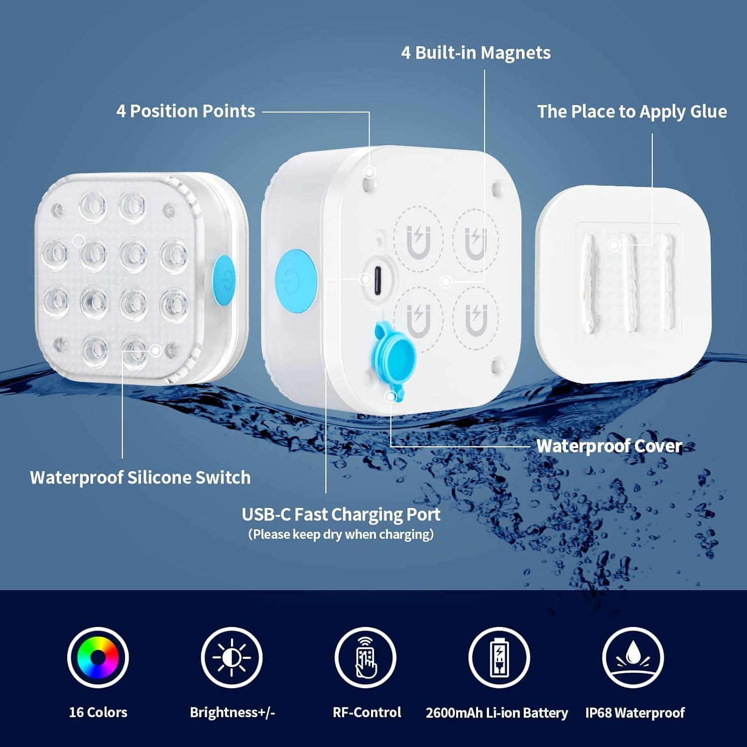 Luces sumergibles LED Homly 4 unidades RGB recargables