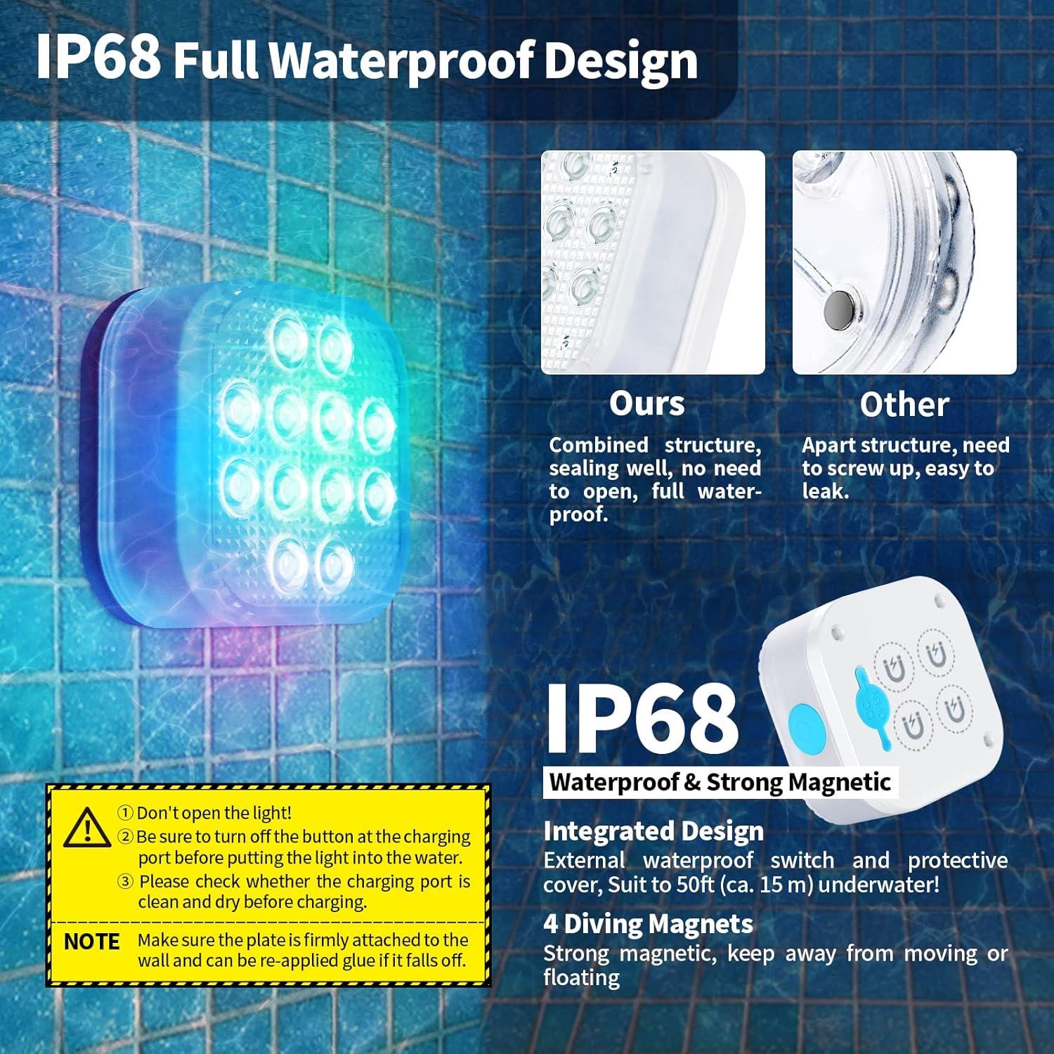 Luces sumergibles LED Homly 4 unidades RGB recargables