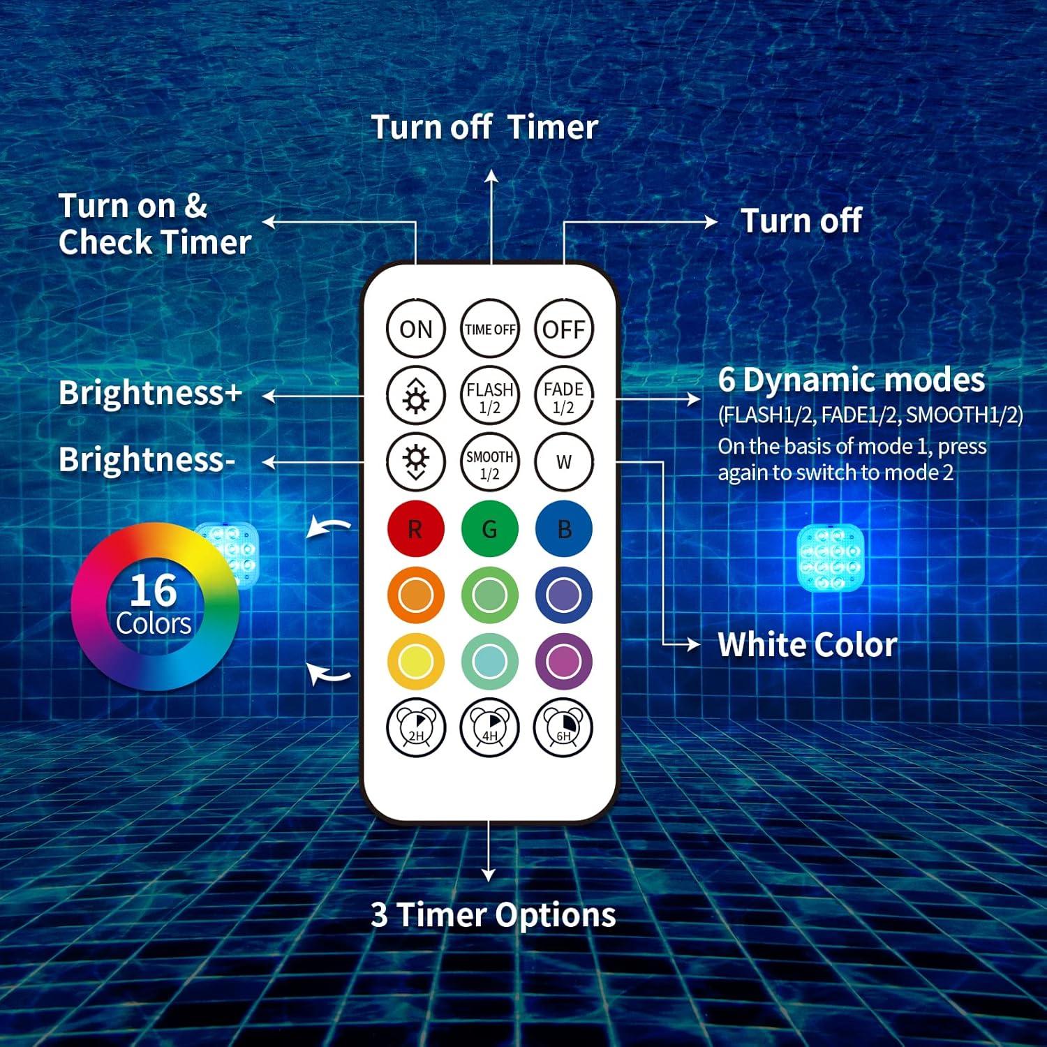Luces sumergibles LED Homly 4 unidades RGB recargables
