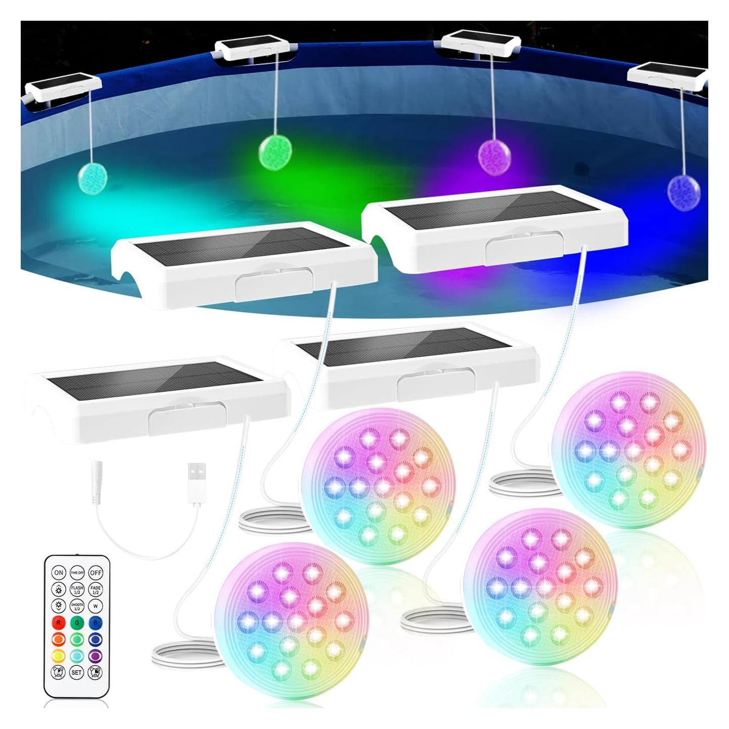 Luces Solares Subacuáticas BOXPSII IP68 4 Paquete 22 Colores